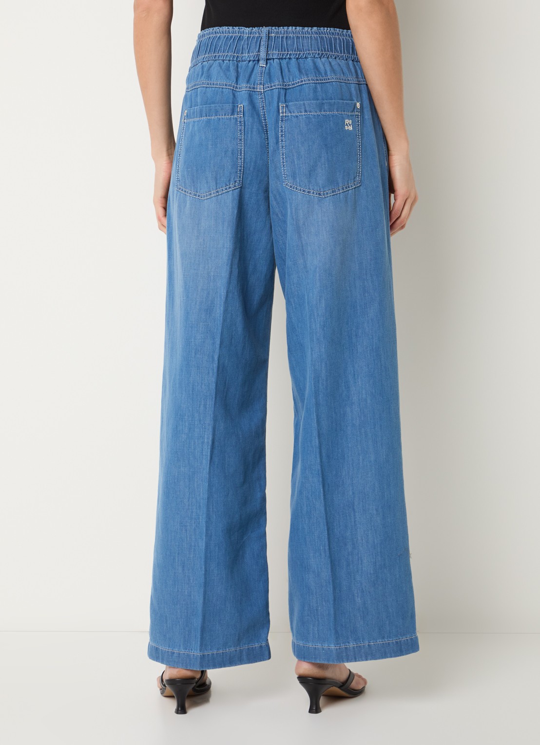 Rosner Studio High waist straight leg fit boek van chambray - achterkant 5 donkerblauw
