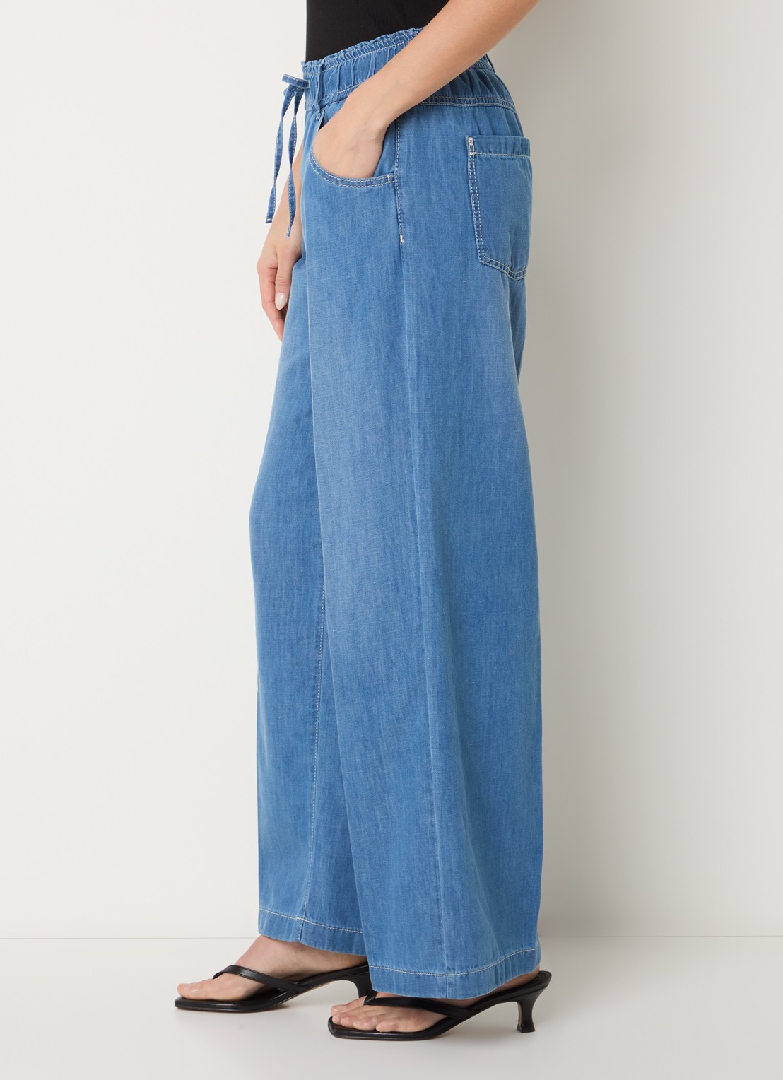 Rosner Studio High waist straight leg fit boek van chambray - detail 4 donkerblauw