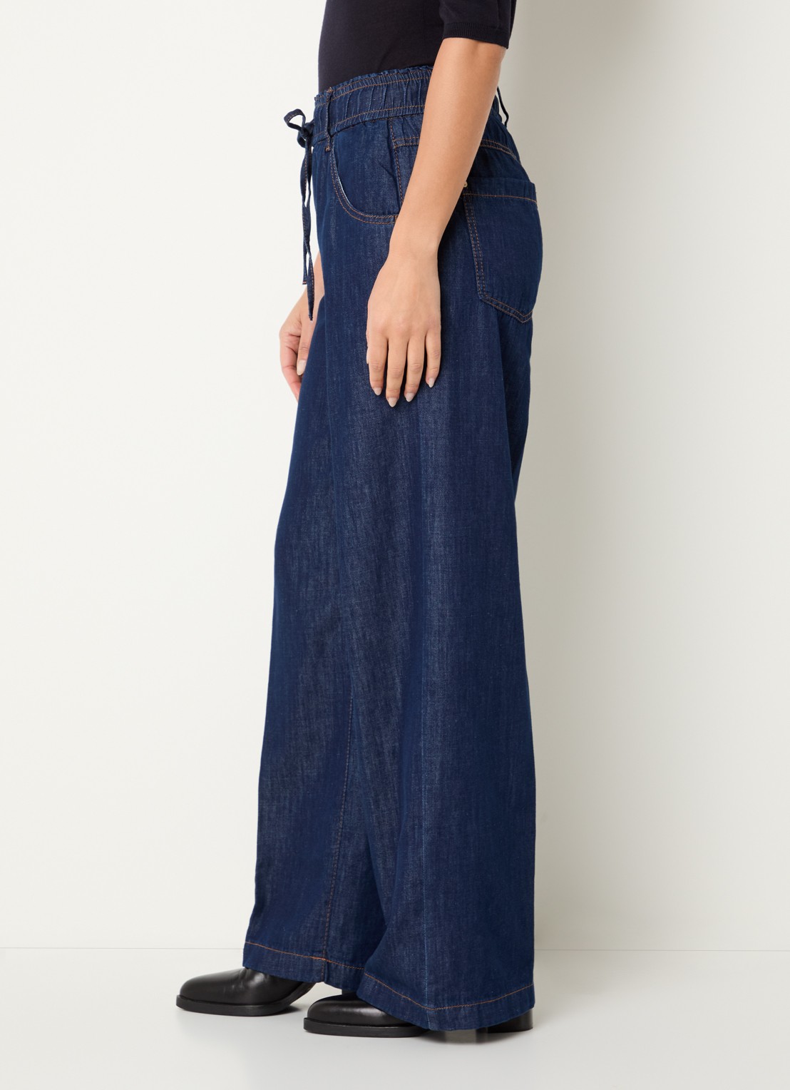Rosner Studio High waist straight leg fit boek van chambray - detail 2 indigo