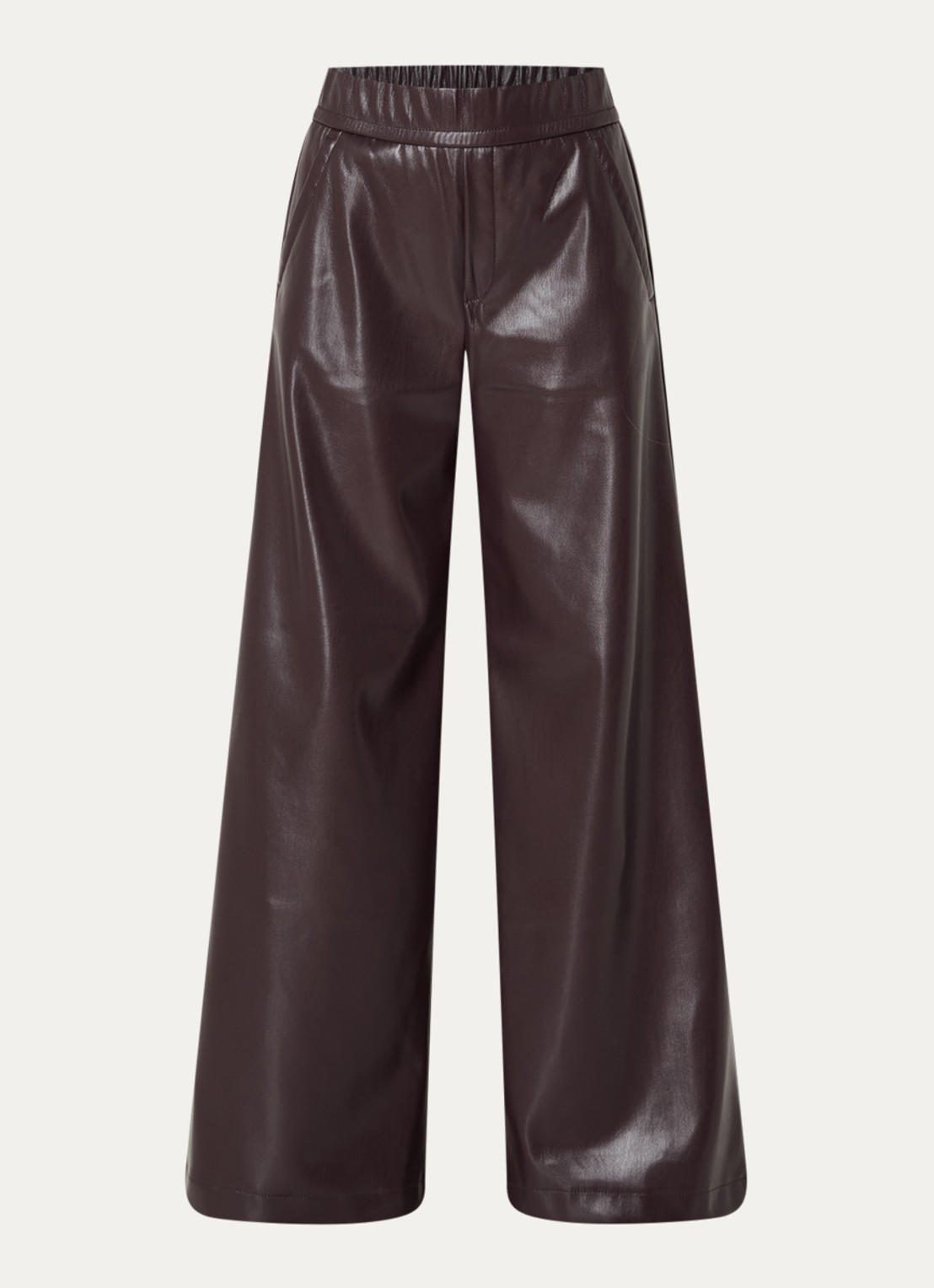 Rosner Studio High waist wide fit pantalon van imitatieleer - voorkant 3 aubergine