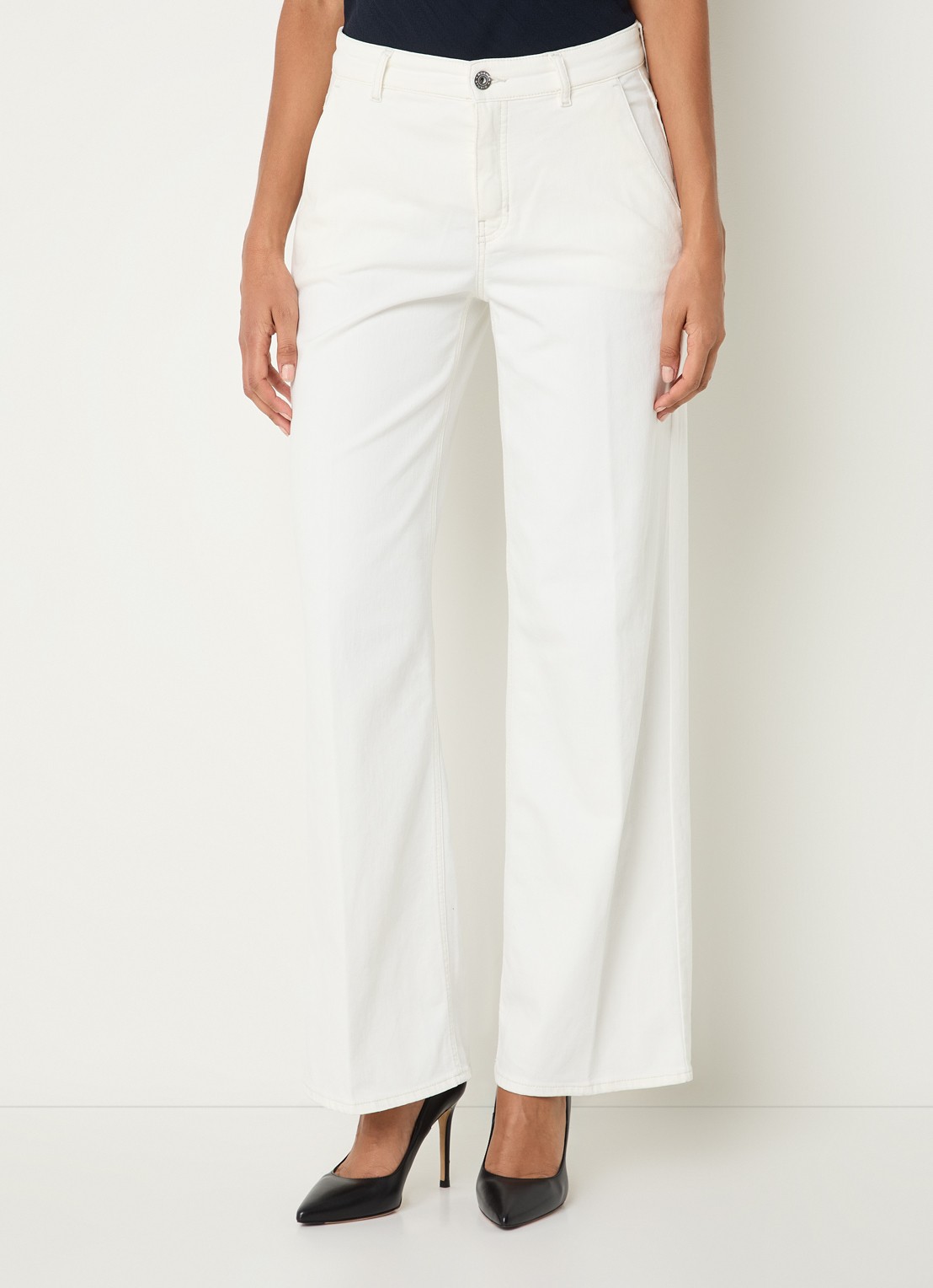 Rosner Studio High waist wide leg jeans met gekleurde wassing - detail 4 wit