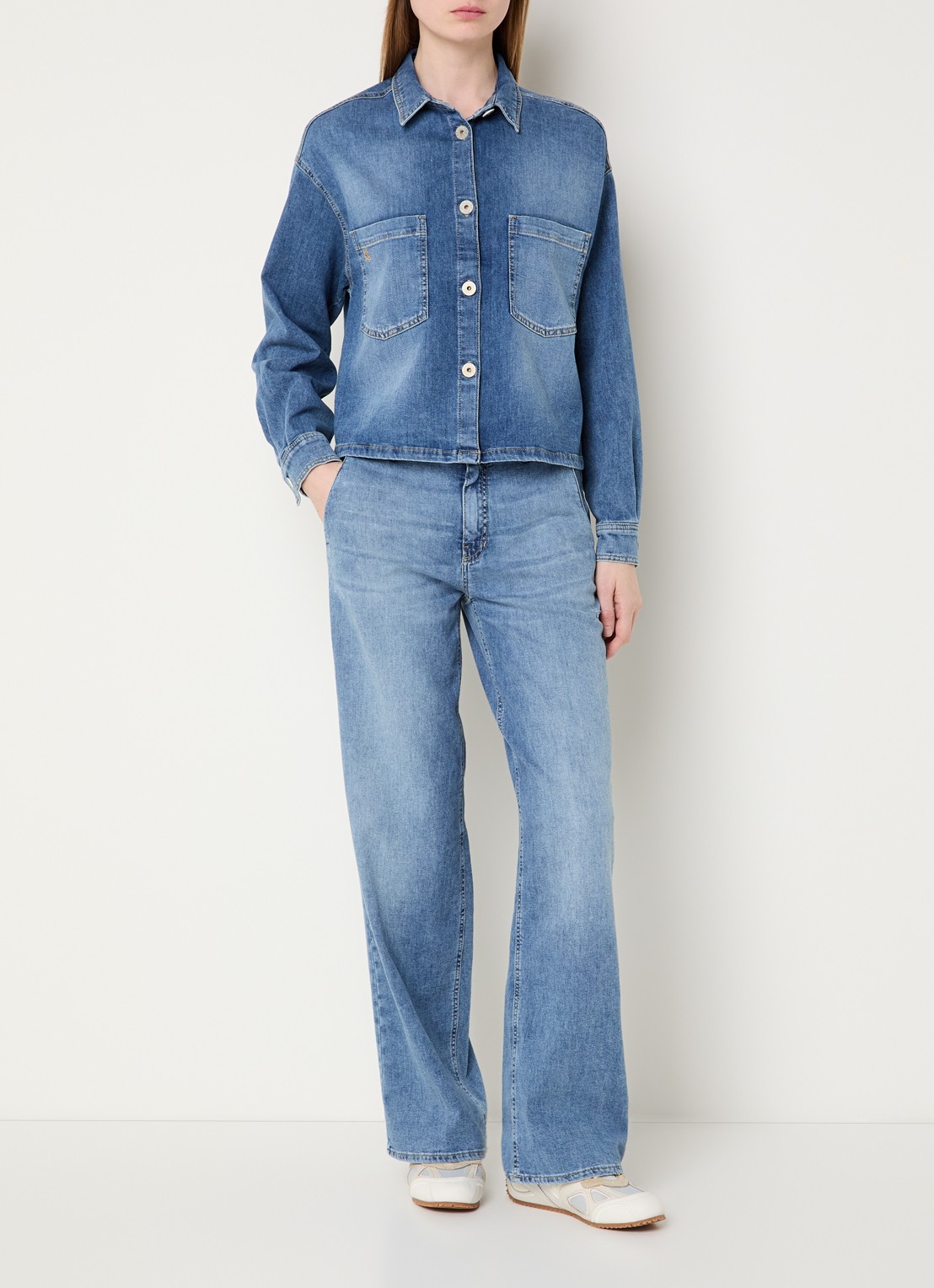 Rosner Studio High waist wide leg jeans met gekleurde wassing - voorkant 3 blauw
