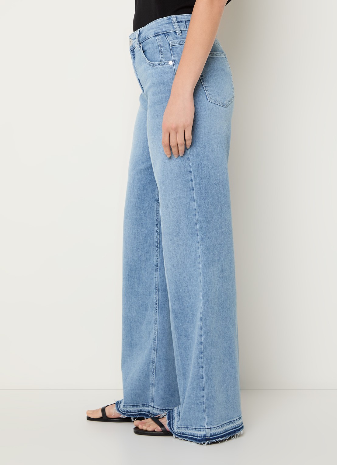 Rosner Studio High waist wide leg jeans met lichte wassing - detail 2 indigo