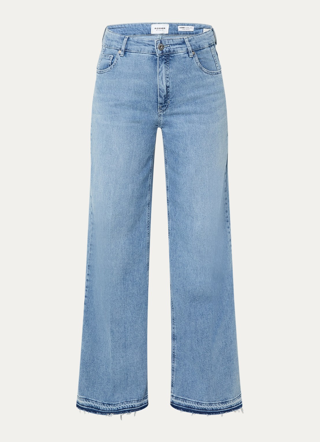 Rosner Studio High waist wide leg jeans met lichte wassing - voorkant 3 indigo