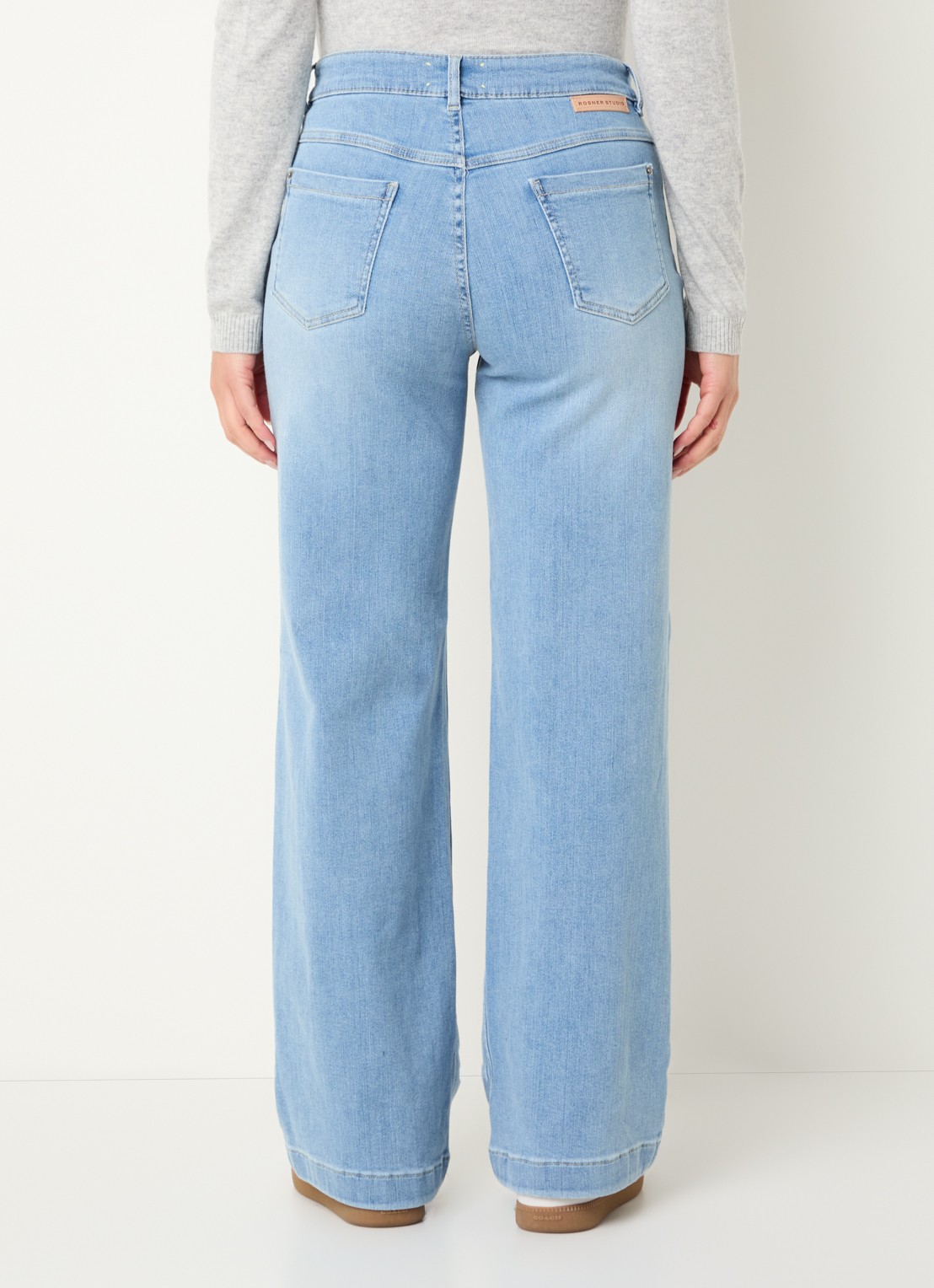 Rosner Studio High waist wide leg jeans met lichte wassing - achterkant indigo
