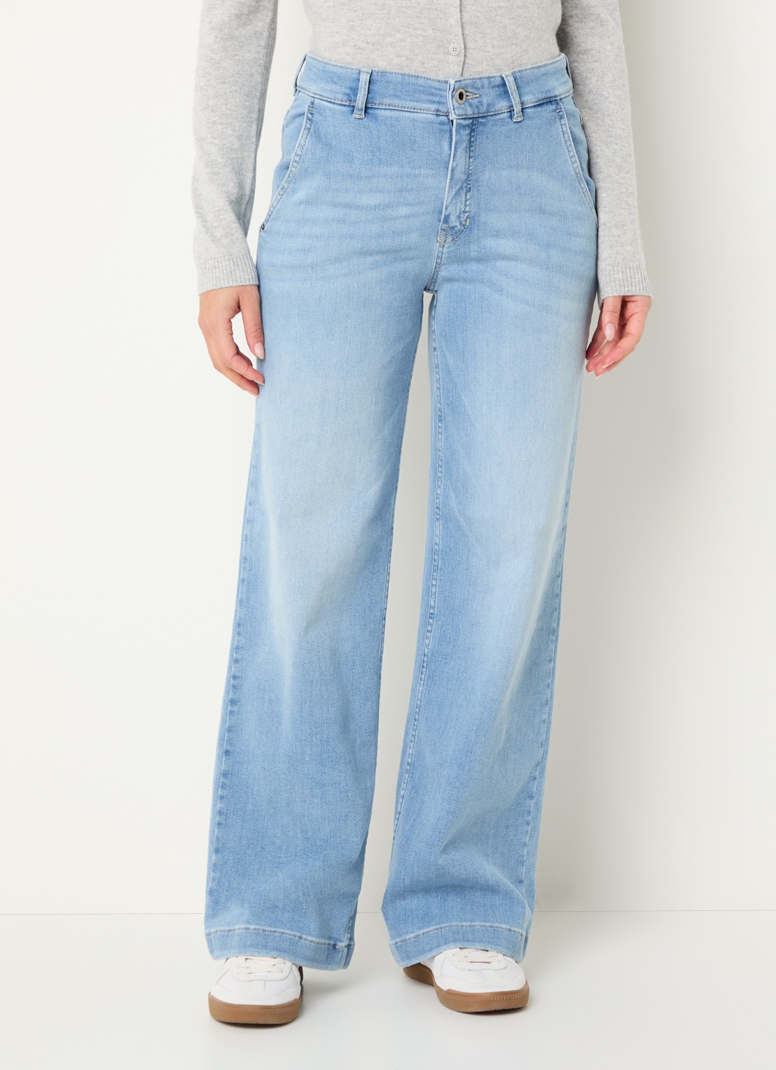 Rosner Studio High waist wide leg jeans met lichte wassing - detail 4 indigo