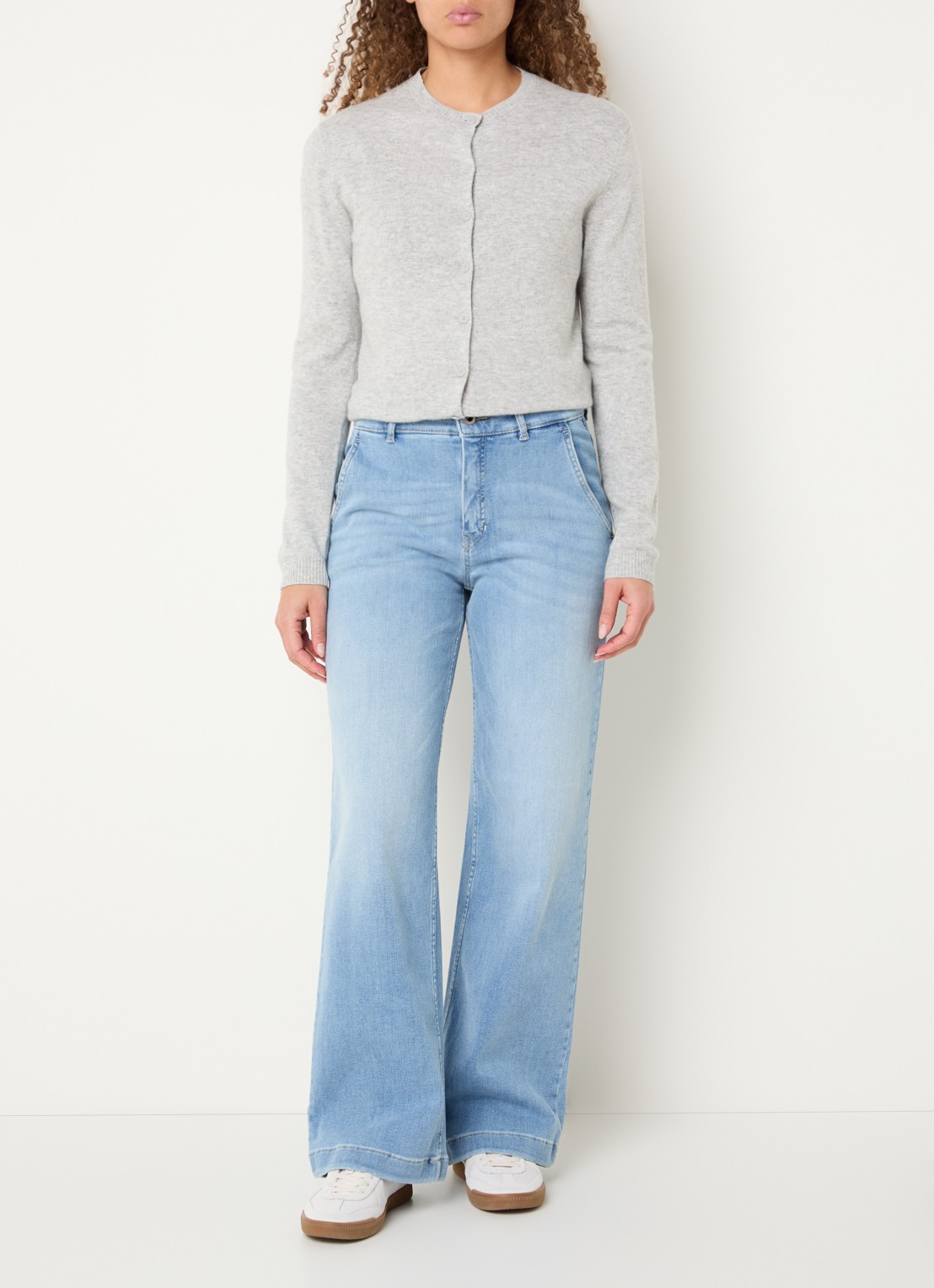 Rosner Studio High waist wide leg jeans met lichte wassing - voorkant 3 indigo