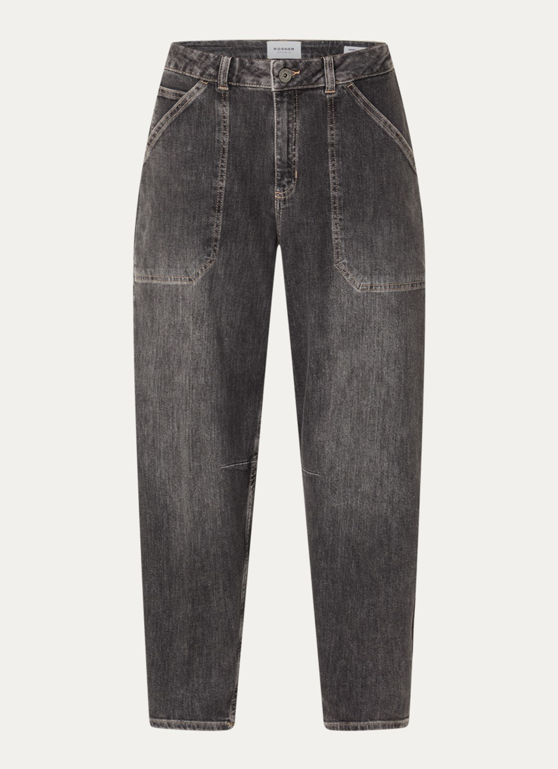 Rosner Studio Mara high waist cropped tapered jeans met medium wassing - voorkant middengrijs