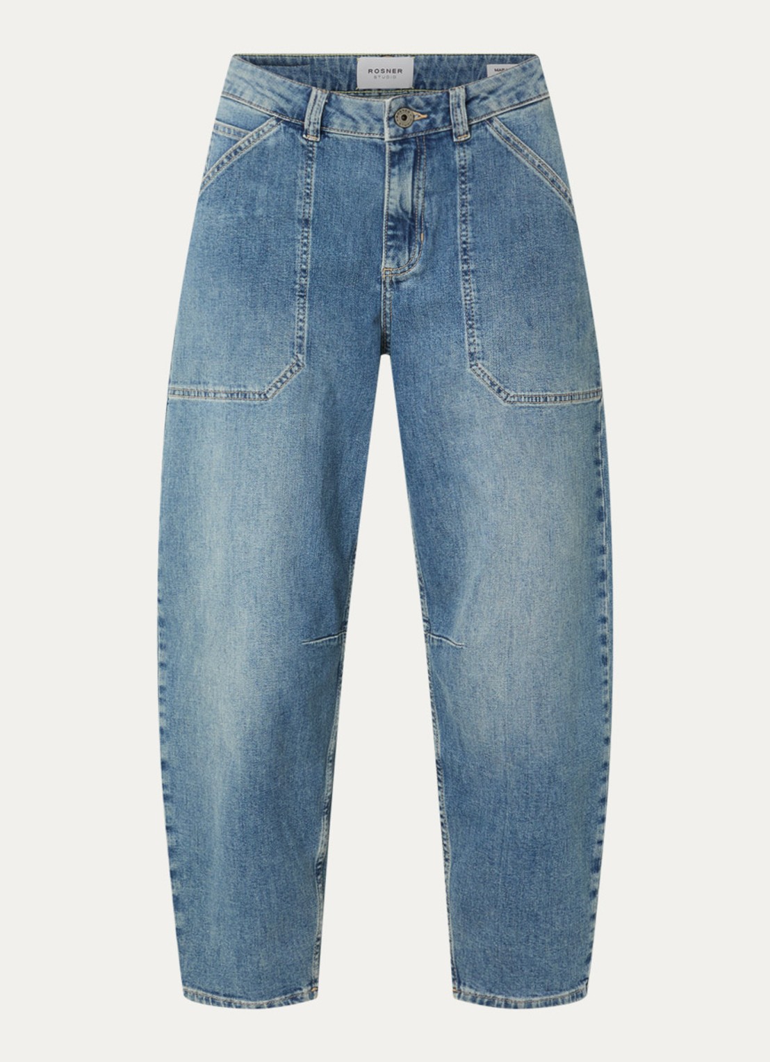 Rosner Studio Mara high waist cropped tapered jeans met medium wassing - voorkant 3 indigo