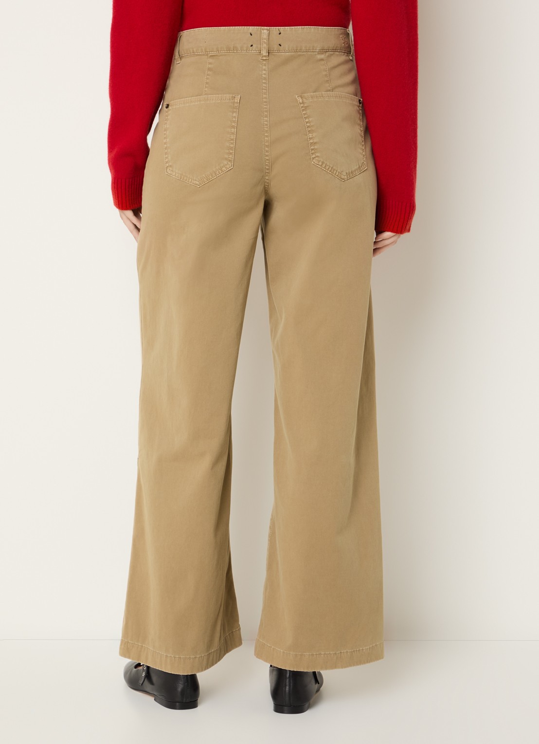 Rosner Studio Mara high waist flared fit broek met steekzakken - achterkant 4 camel