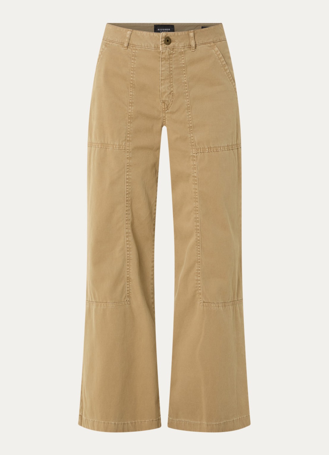 Rosner Studio Mara high waist flared fit broek met steekzakken - voorkant 2 camel