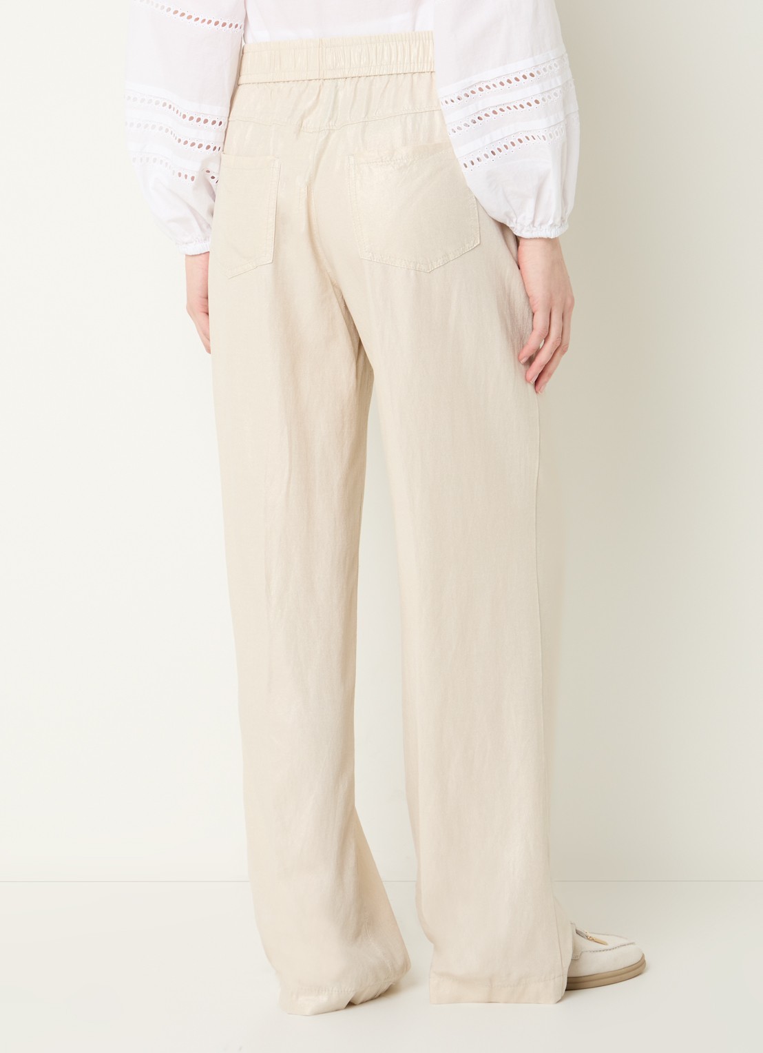 Rosner Studio Mara high waist loose fit pantalon in linnenblend - achterkant beige