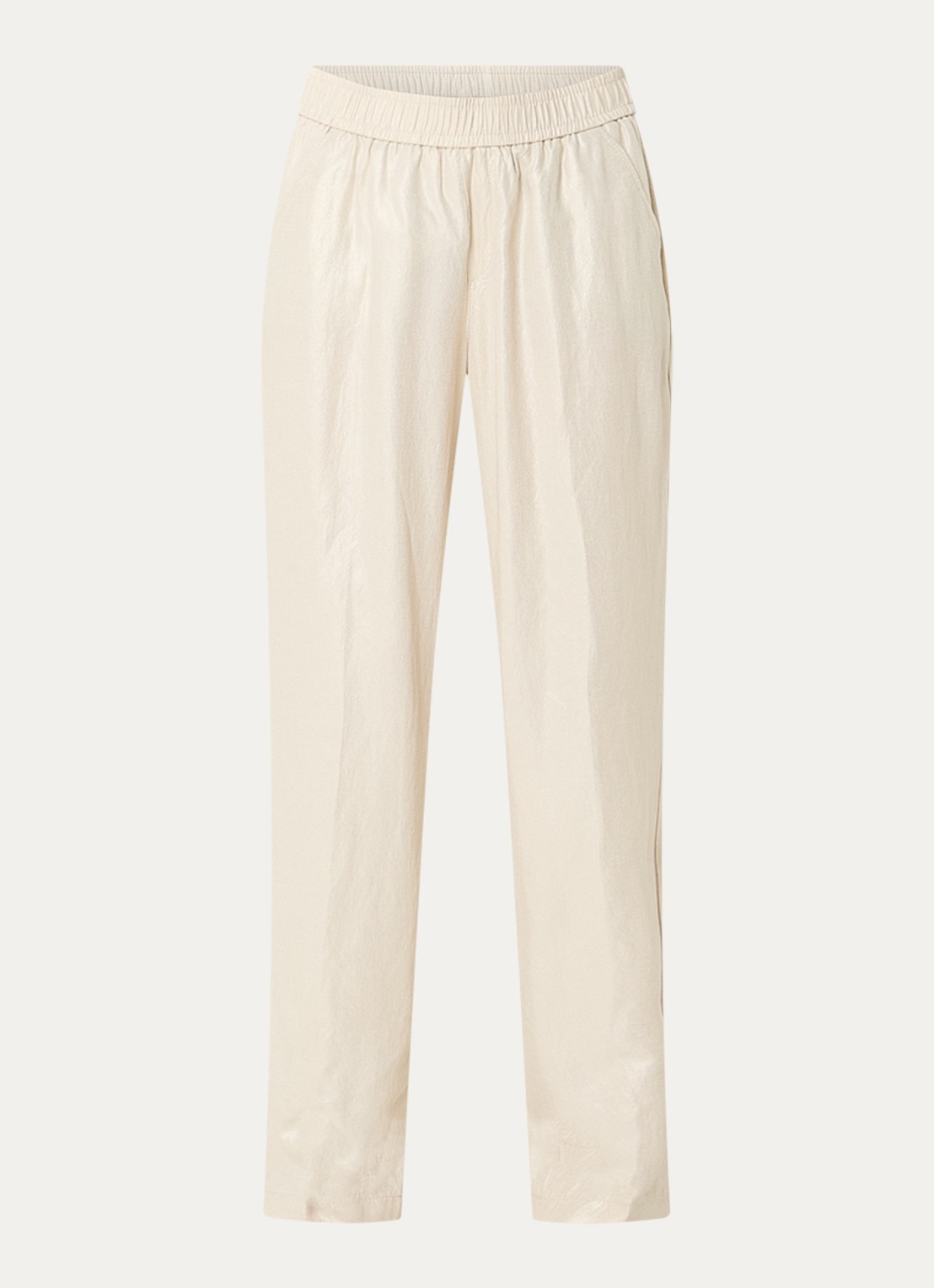 Rosner Studio Mara high waist loose fit pantalon in linnenblend - voorkant 3 beige