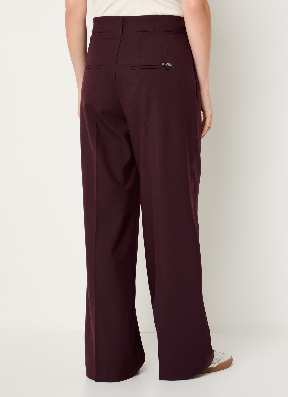 Rosner Studio Mara high waist loose fit pantalon met gemêleerd dessin - achterkant 2 aubergine