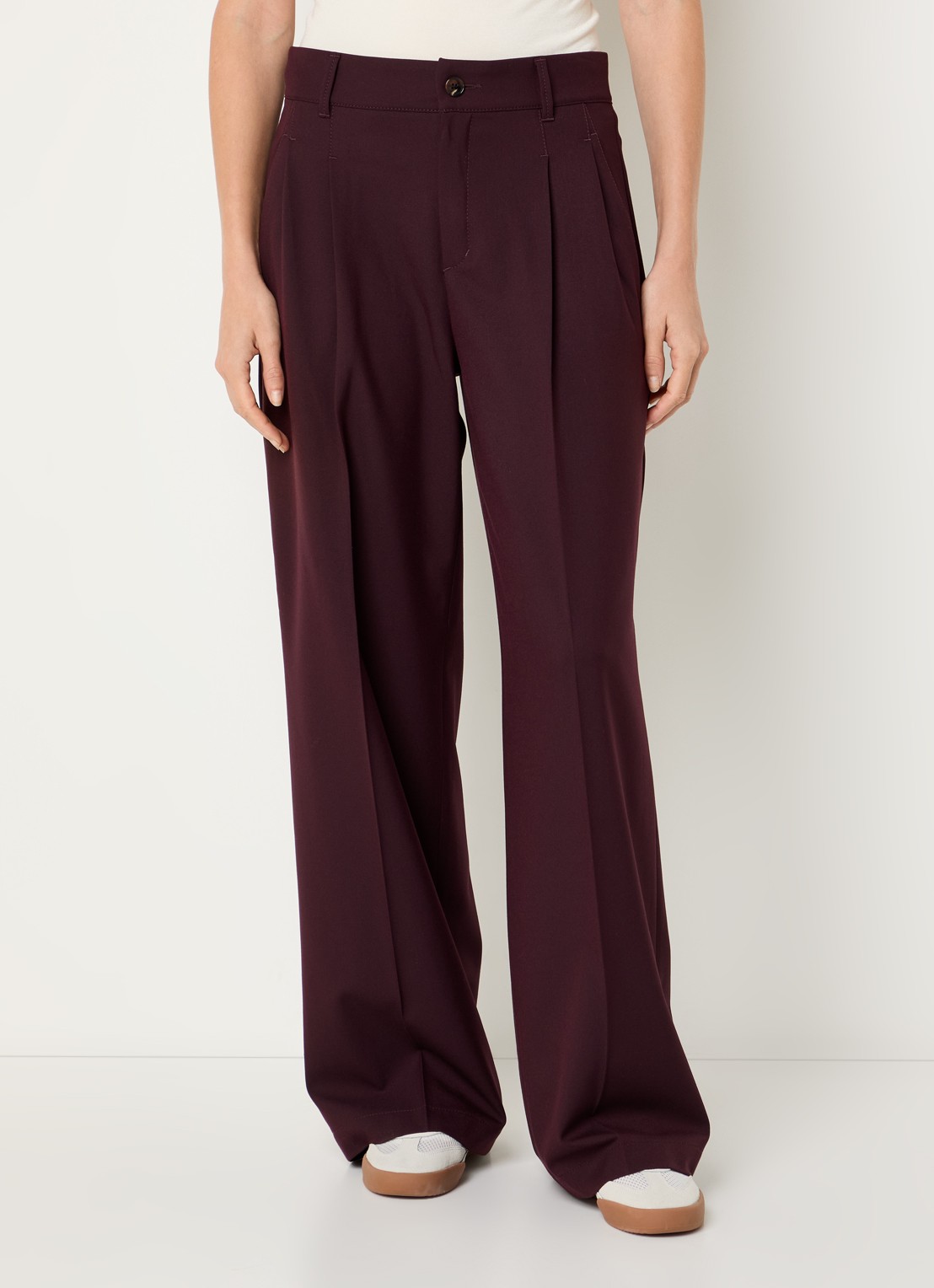 Rosner Studio Mara high waist loose fit pantalon met gemêleerd dessin - detail aubergine
