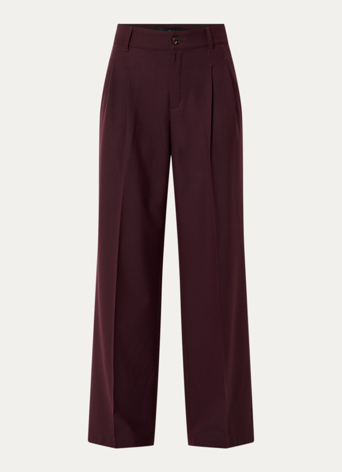 Rosner Studio Mara high waist loose fit pantalon met gemêleerd dessin - voorkant 3 aubergine