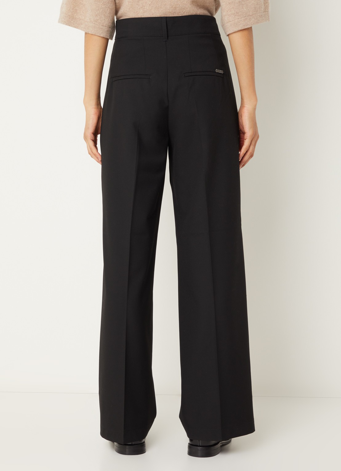 Rosner Studio Mara high waist loose fit pantalon met gemêleerd dessin - achterkant 2 zwart