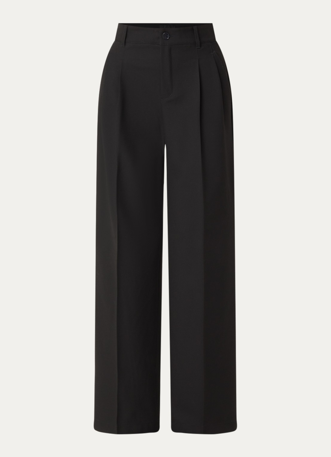 Rosner Studio Mara high waist loose fit pantalon met gemêleerd dessin - voorkant 3 zwart