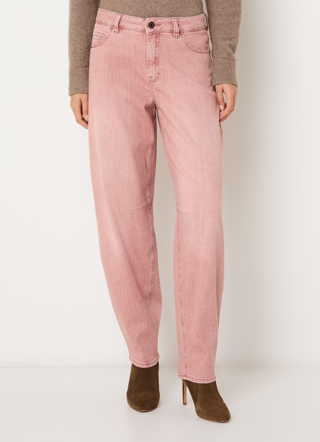 Rosner Studio Mara high waist tapered fit jeans met gekleurde wassing - detail oudroze