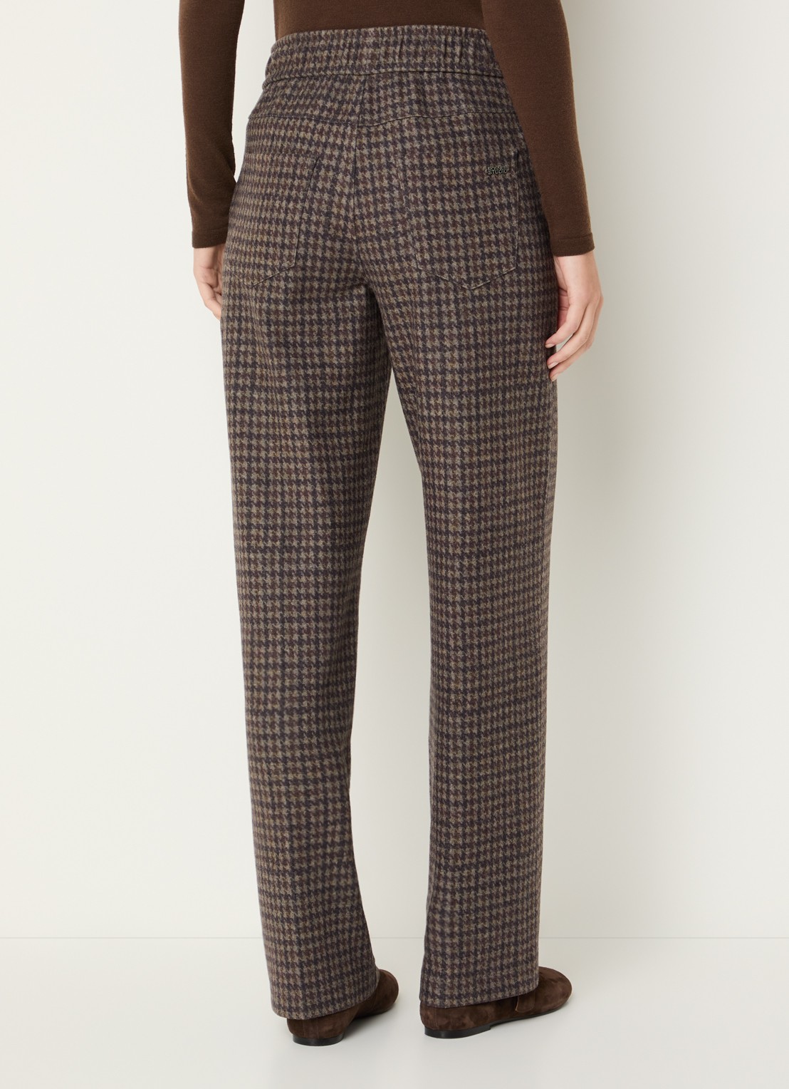 Rosner Studio Mara high waist tapered fit pantalon met pied-de-poule dessin - achterkant aubergine
