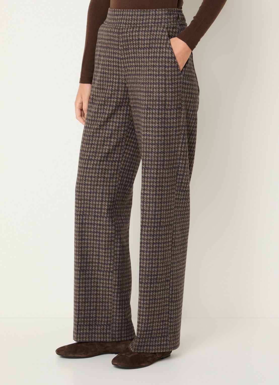 Rosner Studio Mara high waist tapered fit pantalon met pied-de-poule dessin - detail 4 aubergine