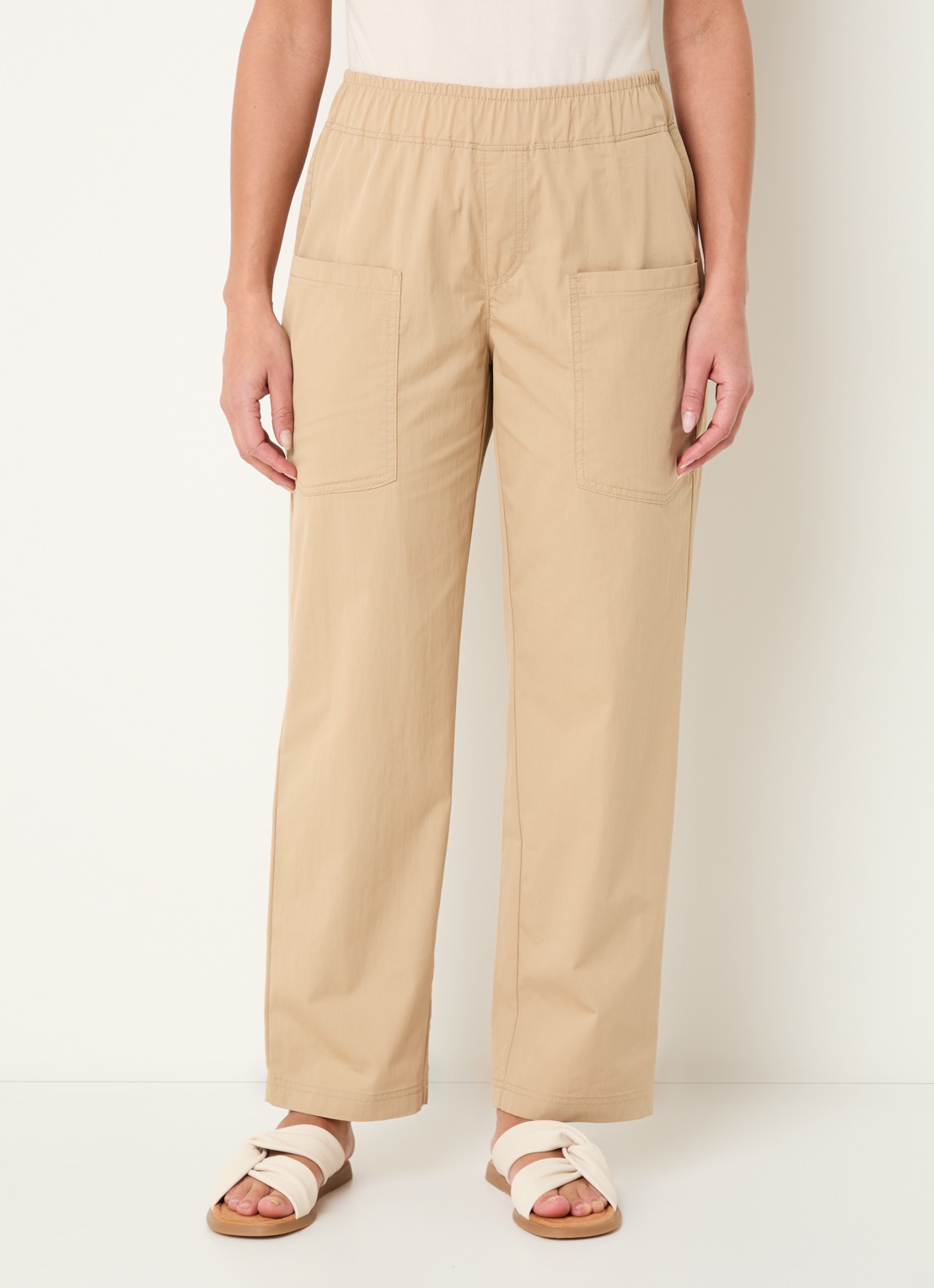 Rosner Studio Mara mid waist straight fit broek met opgestikte zakken - detail 2 camel