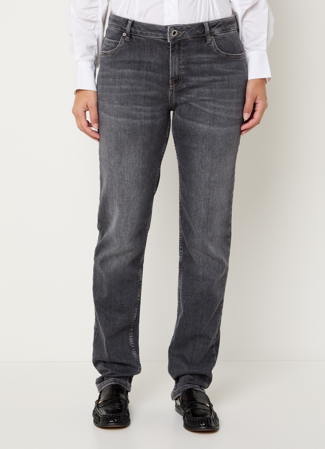 Rosner Studio Masha mid waist slim fit jeans met steekzakken - detail 2 middengrijs