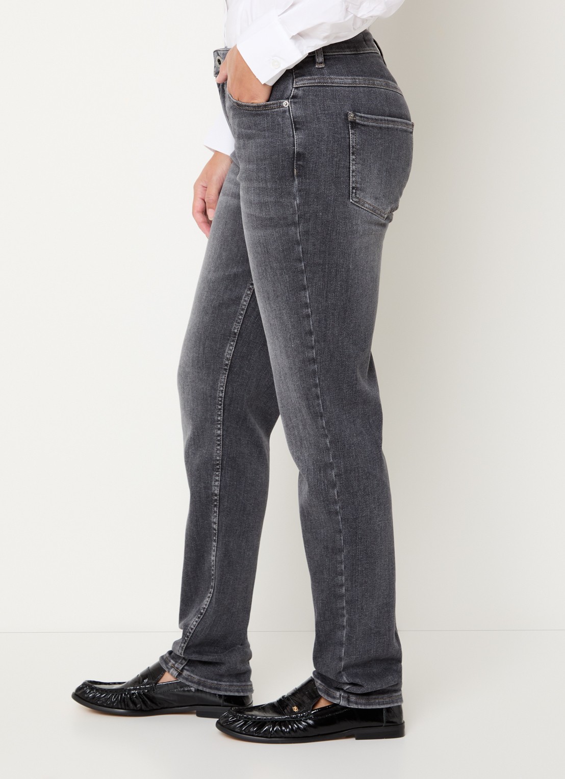 Rosner Studio Masha mid waist slim fit jeans met steekzakken - detail 3 middengrijs