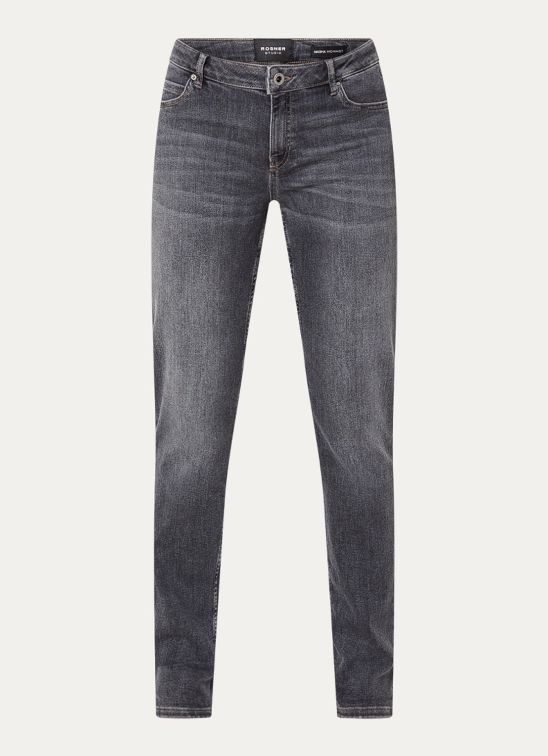 Rosner Studio Masha mid waist slim fit jeans met steekzakken - voorkant 4 middengrijs
