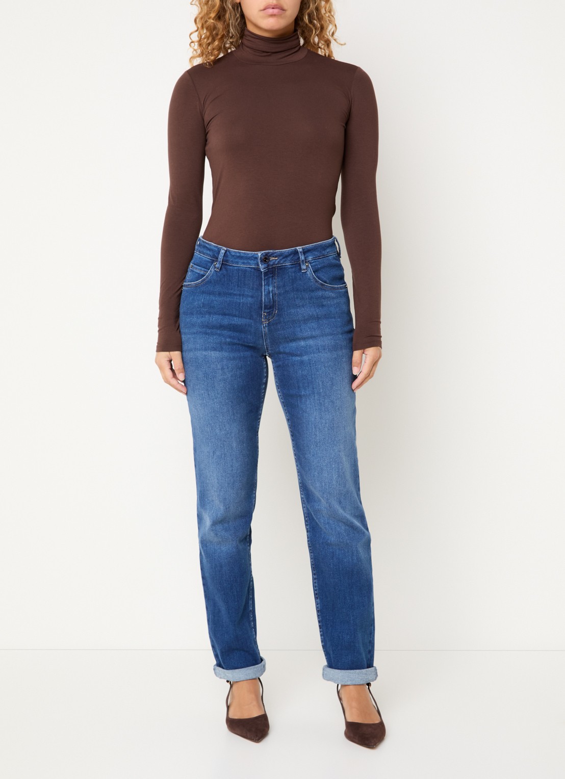 Rosner Studio Masha mid waist slim fit jeans met steekzakken - voorkant 2 indigo
