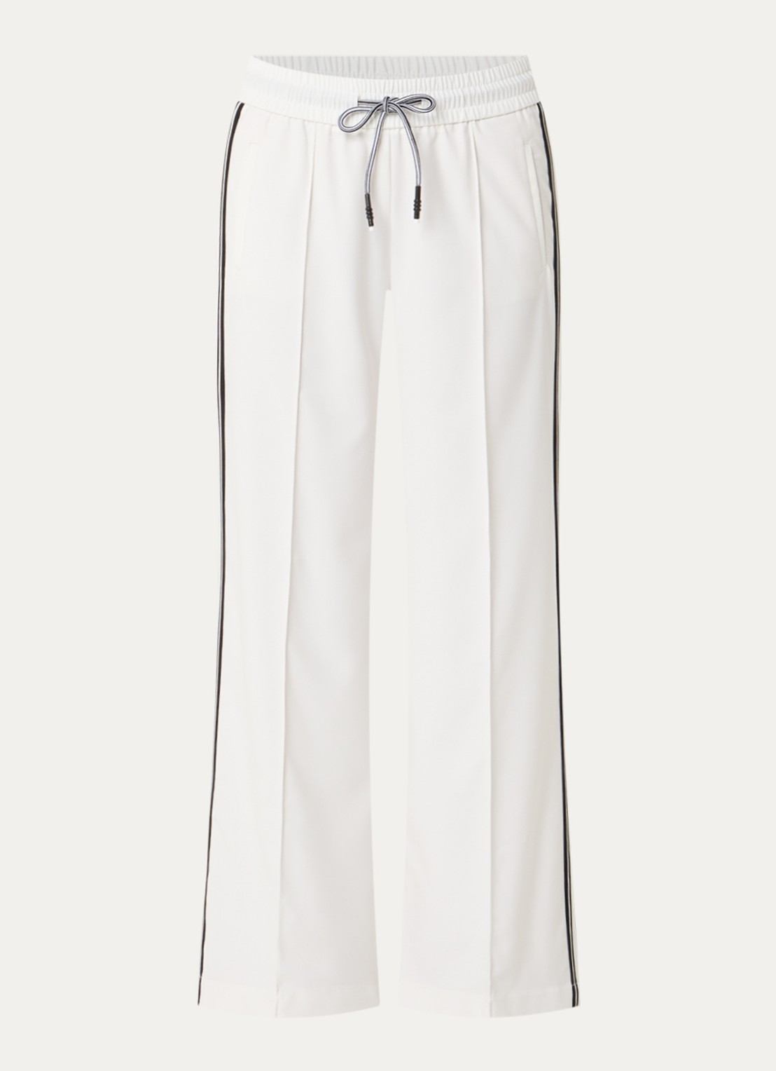 Rosner Studio Mid waist flared fit trackpants met paspelzakken - voorkant gebroken wit