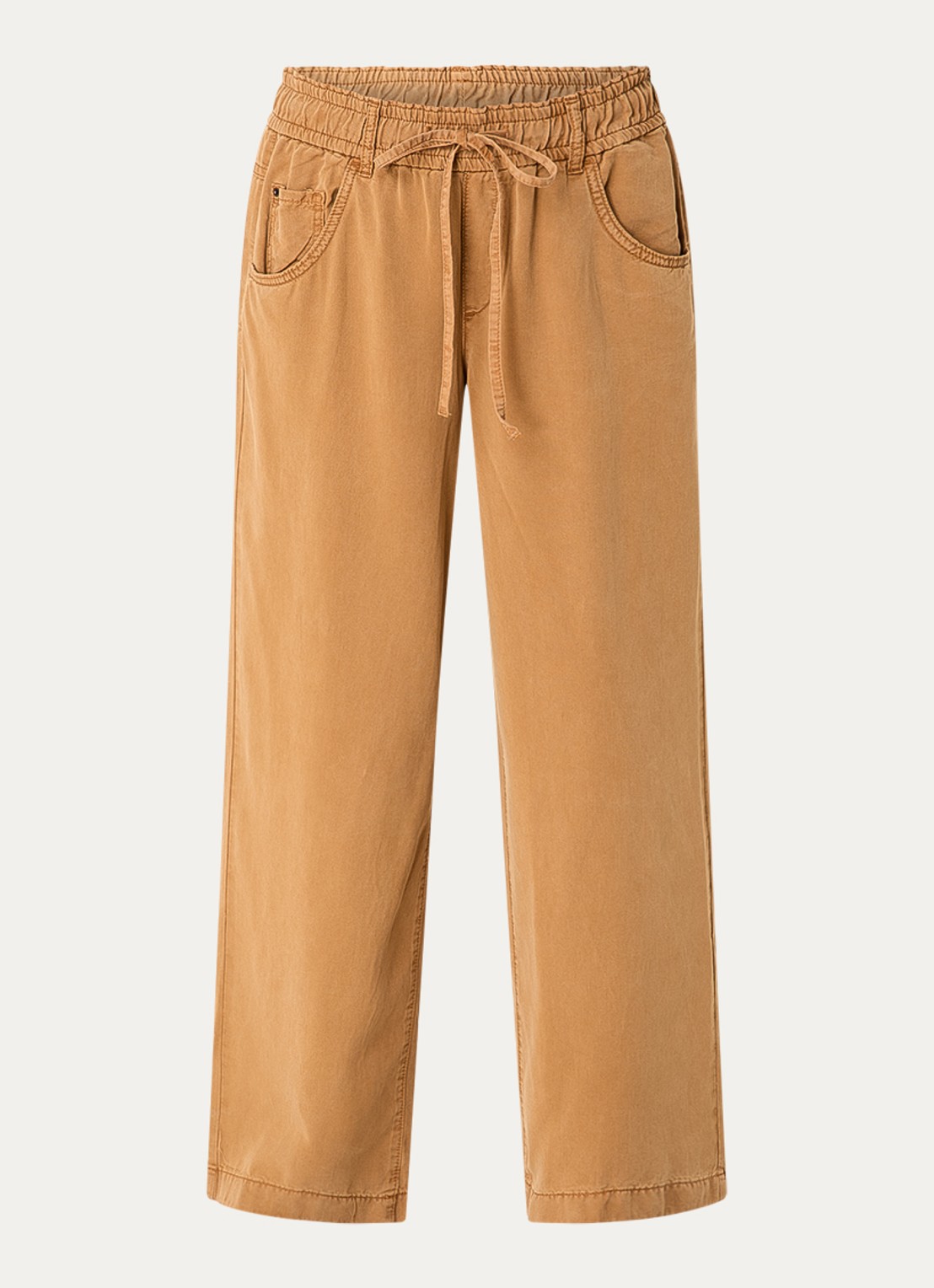 Rosner Studio Mid waist straight fit broek met steekzakken - voorkant bruin