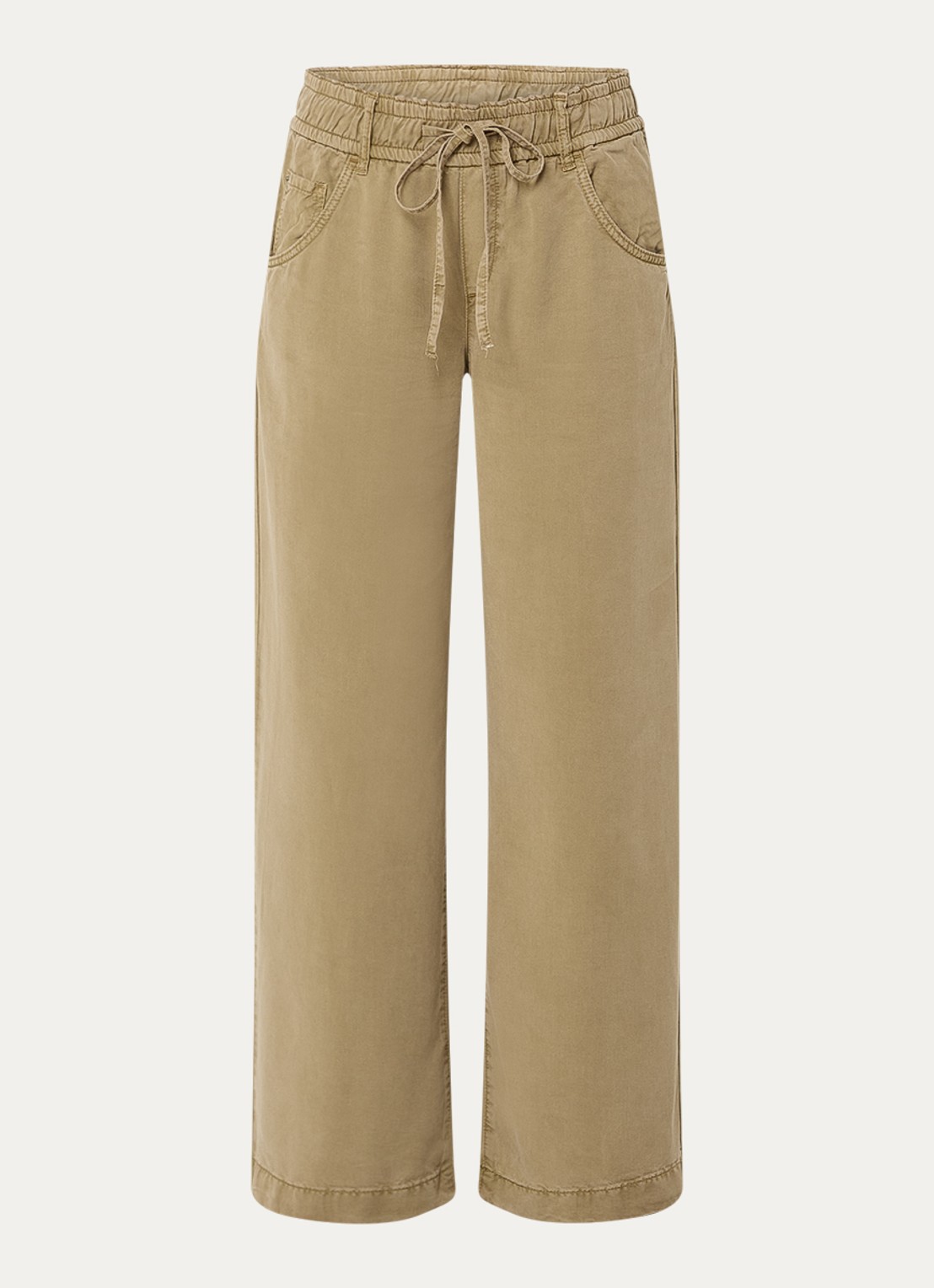 Rosner Studio Mid waist straight fit broek met steekzakken - voorkant 3 khaki