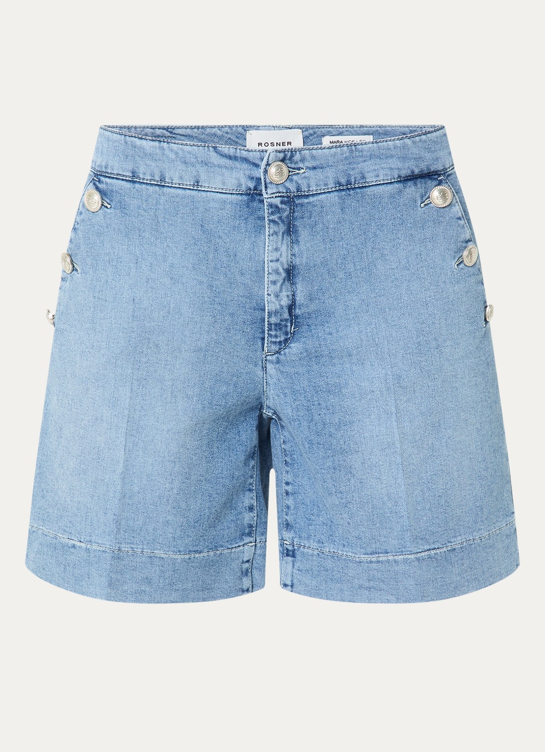 Rosner Studio Mid waist straight fit korte broek van denim - voorkant 2 blauw
