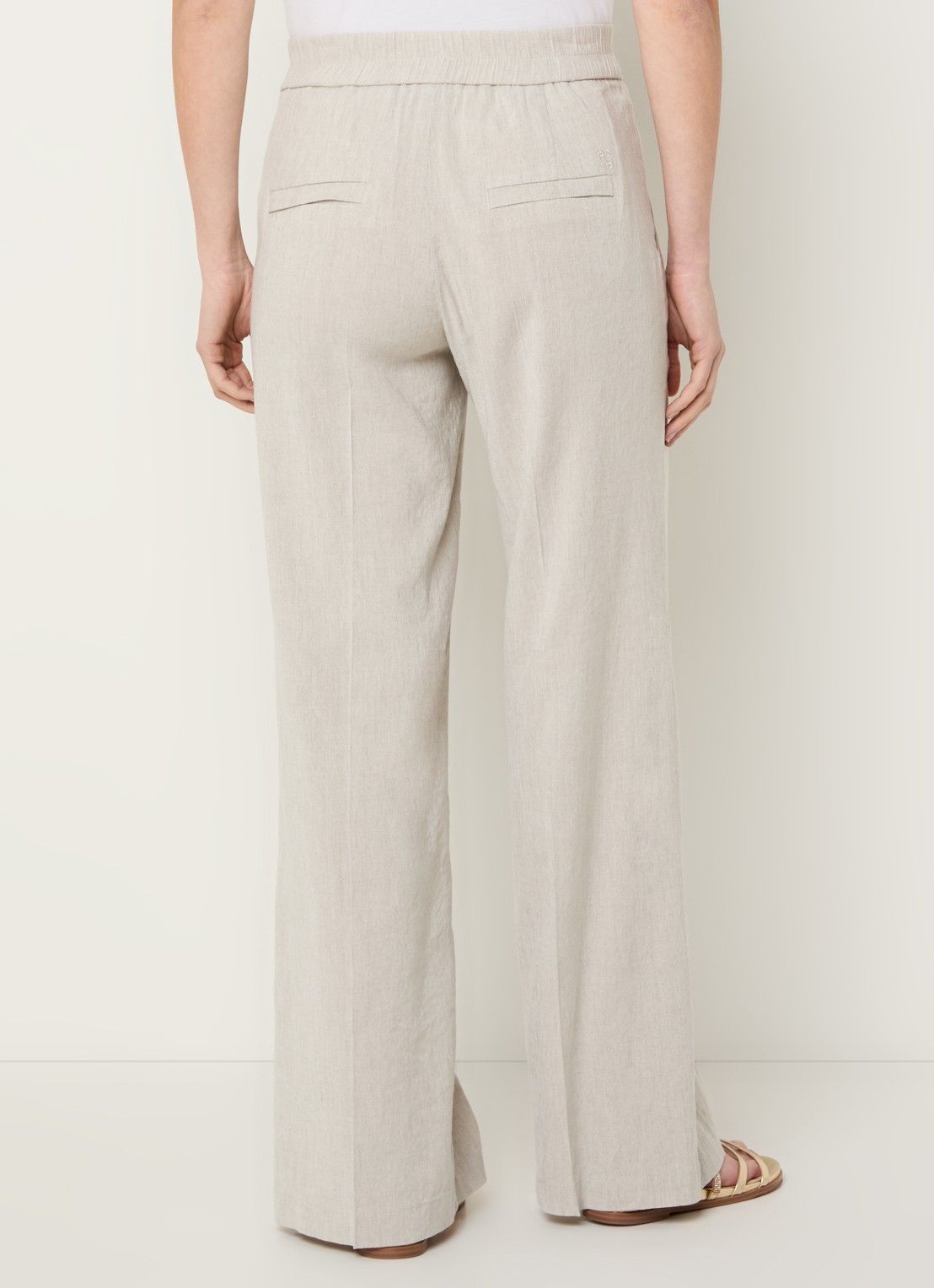 Rosner Studio Mid waist straight fit pantalon in linnenblend - achterkant lichtgrijs