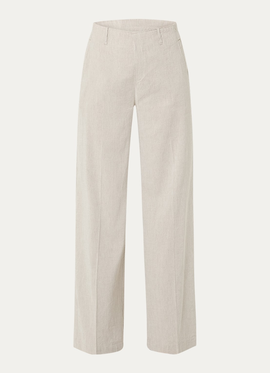 Rosner Studio Mid waist straight fit pantalon in linnenblend - voorkant 3 lichtgrijs