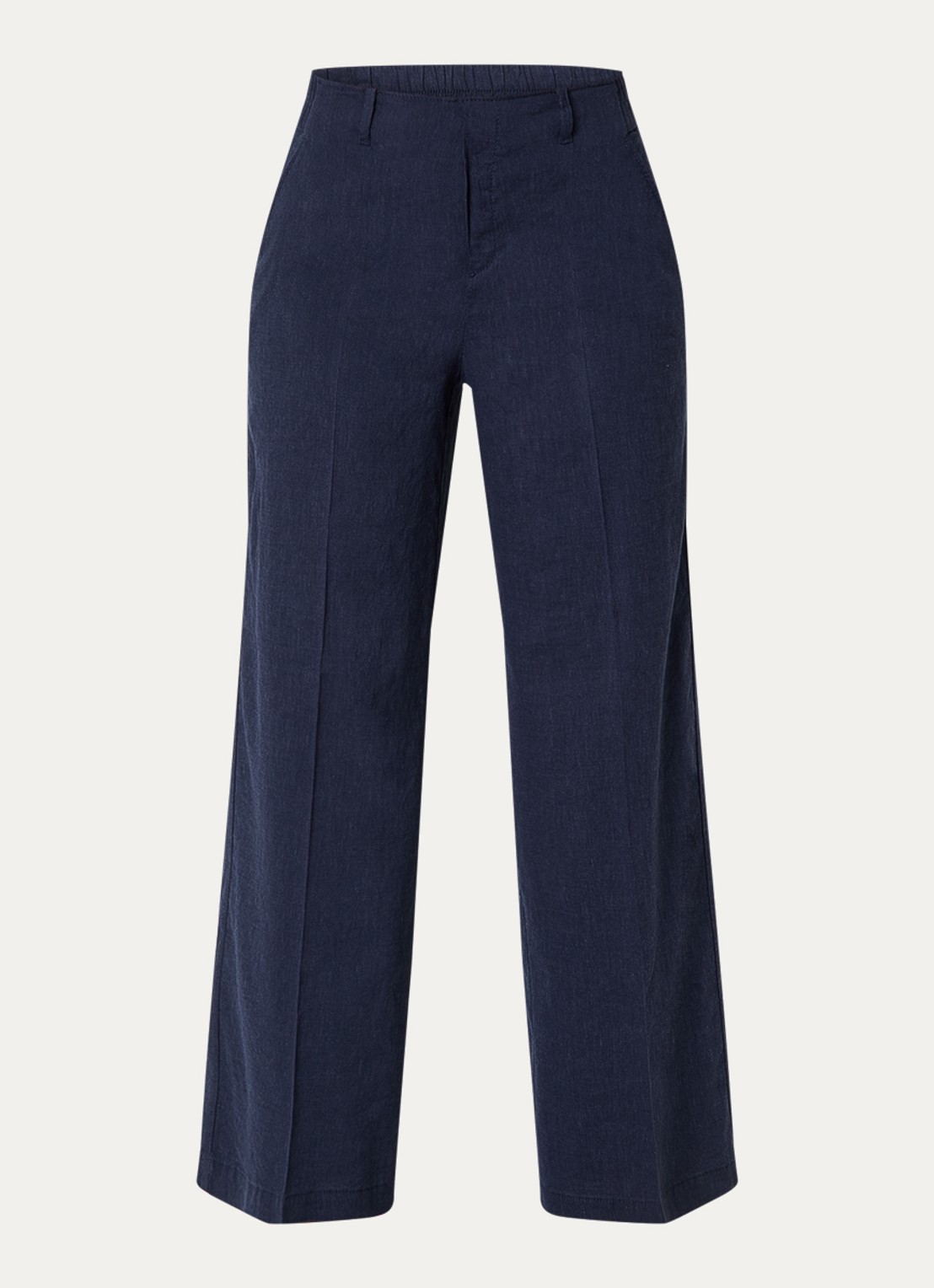 Rosner Studio Mid waist straight fit pantalon in linnenblend - voorkant 3 donkerblauw
