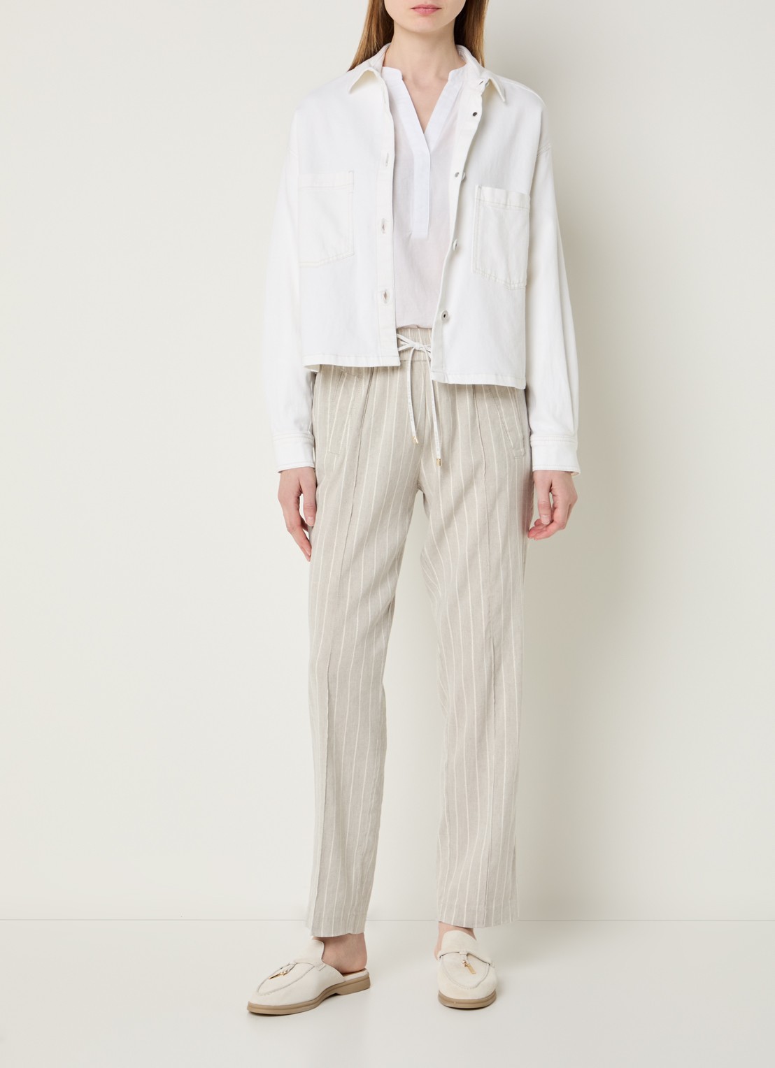 Rosner Studio Overshirt van chambray met borstzakken - voorkant 4 gebroken wit