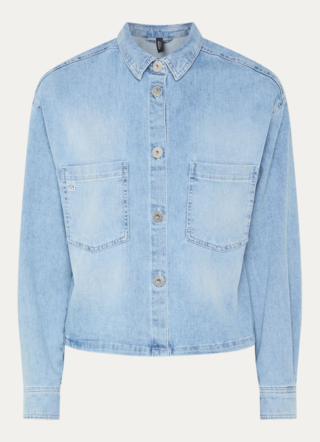 Rosner Studio Overshirt van chambray met borstzakken - voorkant 3 indigo