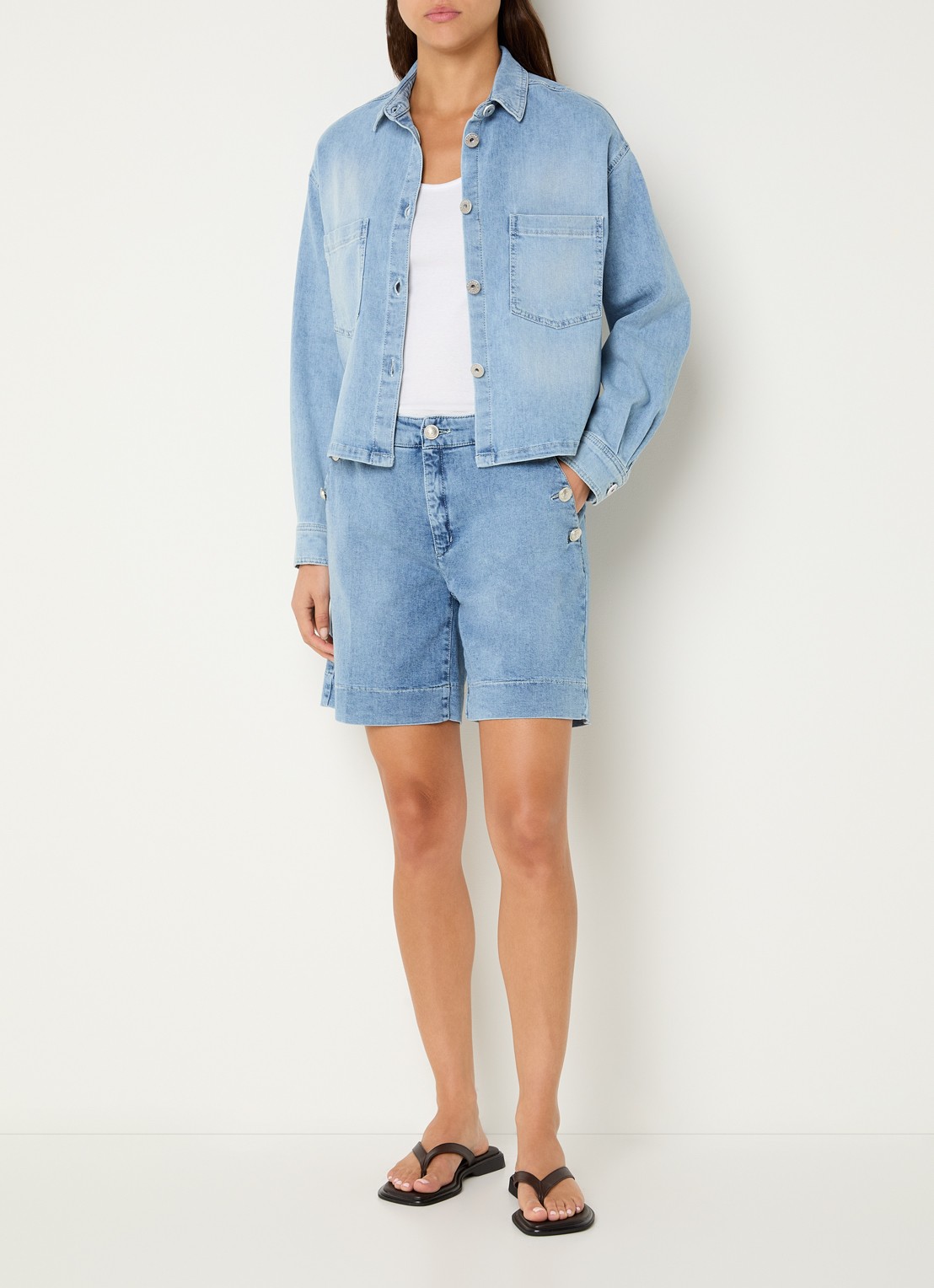 Rosner Studio Overshirt van chambray met borstzakken - voorkant 4 indigo
