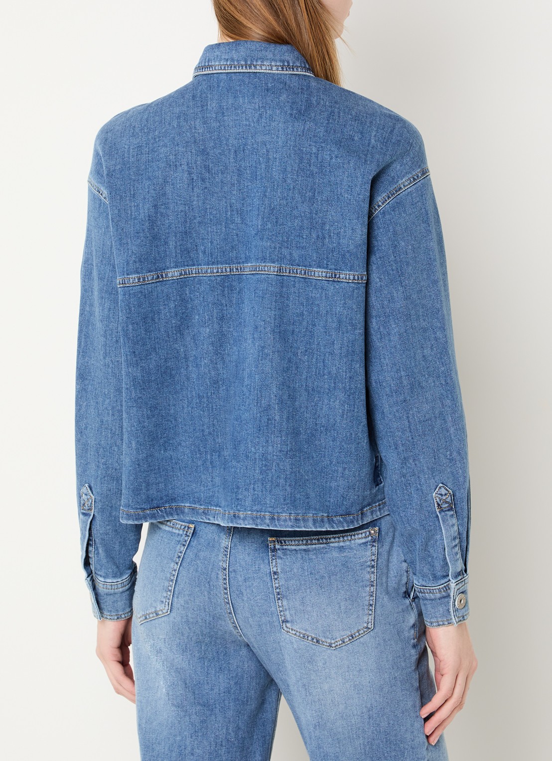 Rosner Studio Overshirt van chambray met borstzakken - achterkant 3 blauw