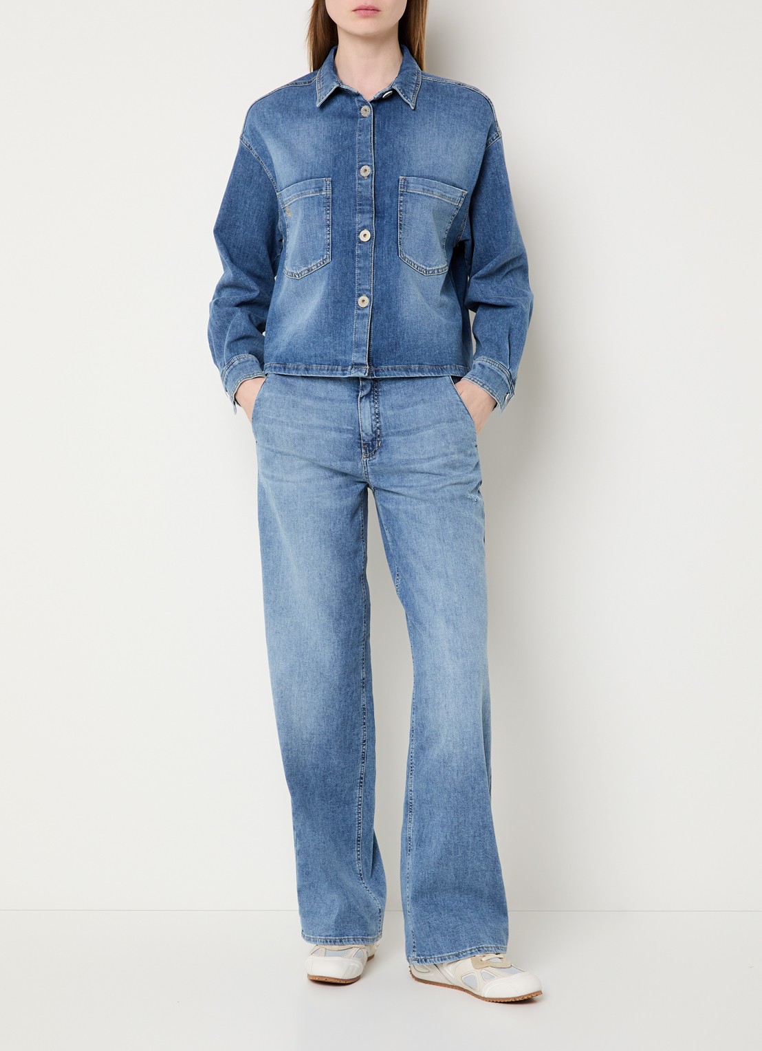 Rosner Studio Overshirt van chambray met borstzakken - voorkant 2 blauw