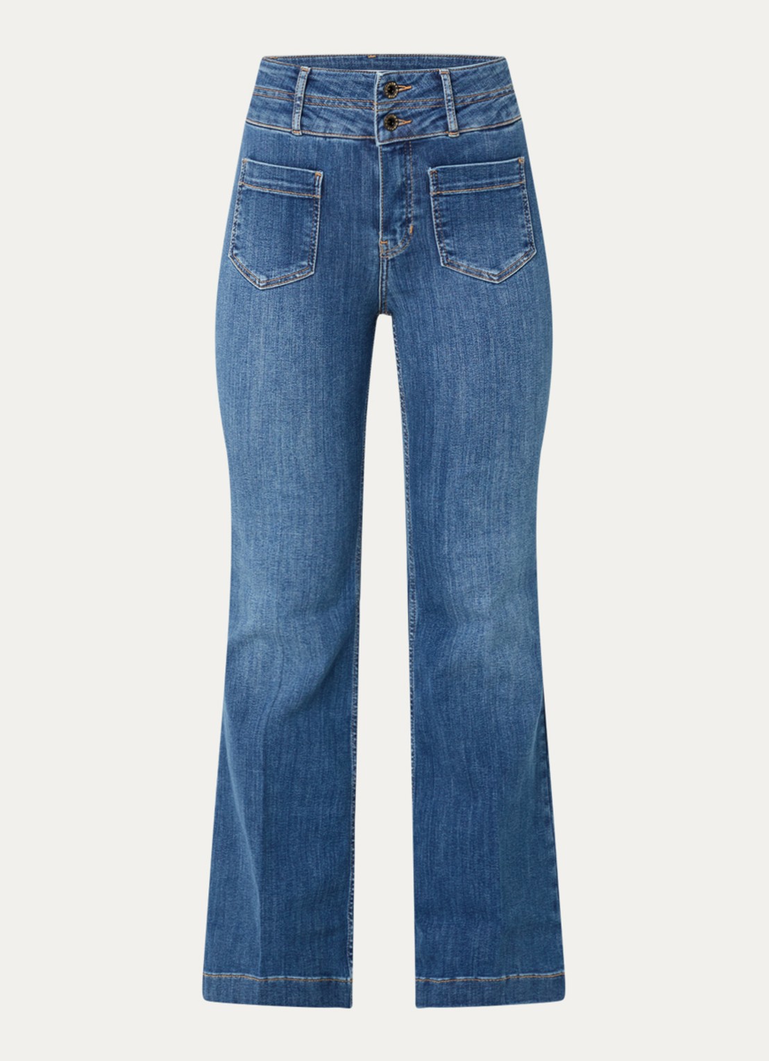 Rosner Studio Rosner high waist flared jeans met medium wassing - voorkant 2 indigo