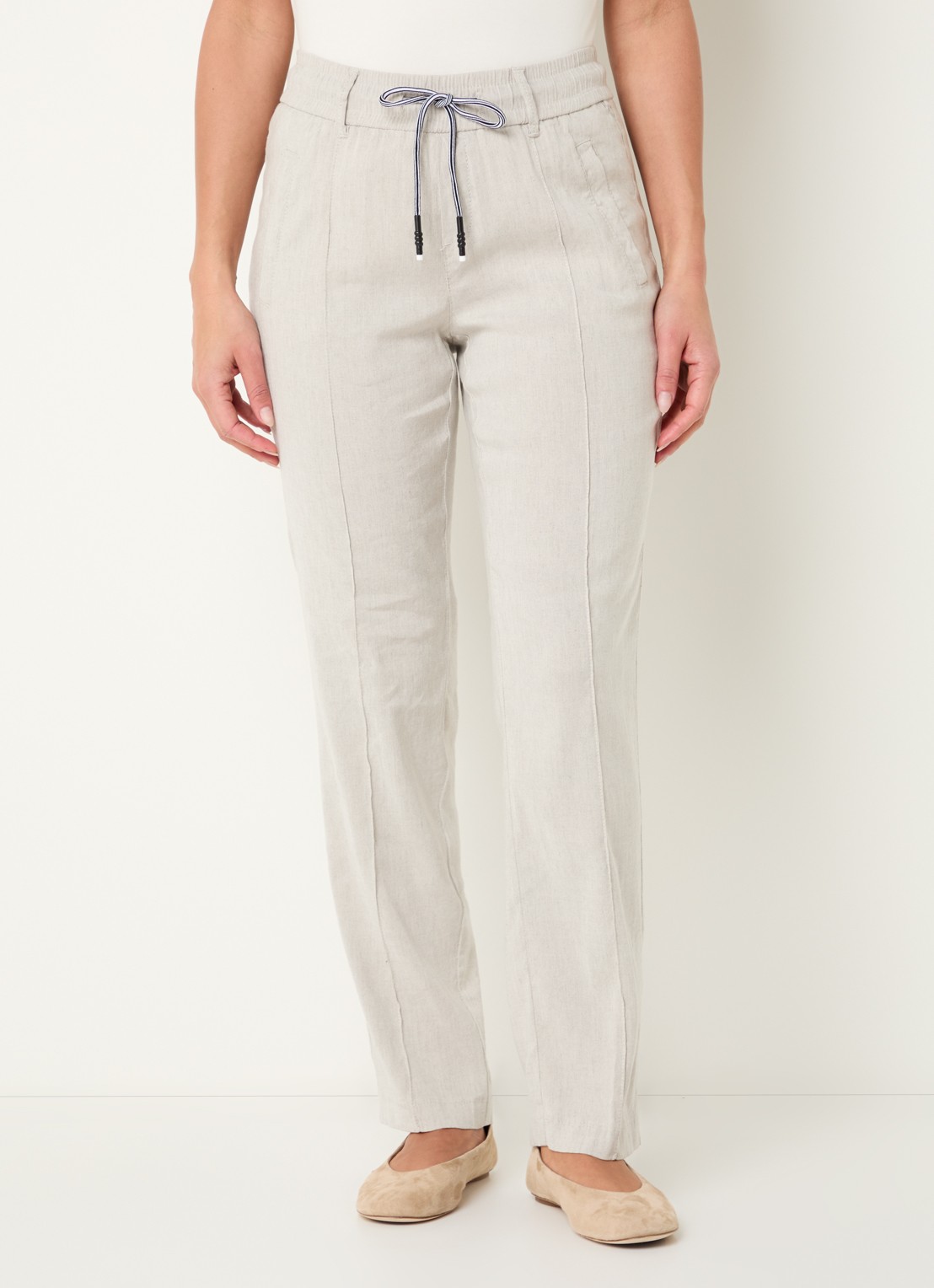 Rosner Studio Rosner high waist slim fit pantalon in linnenblend - detail 3 beige