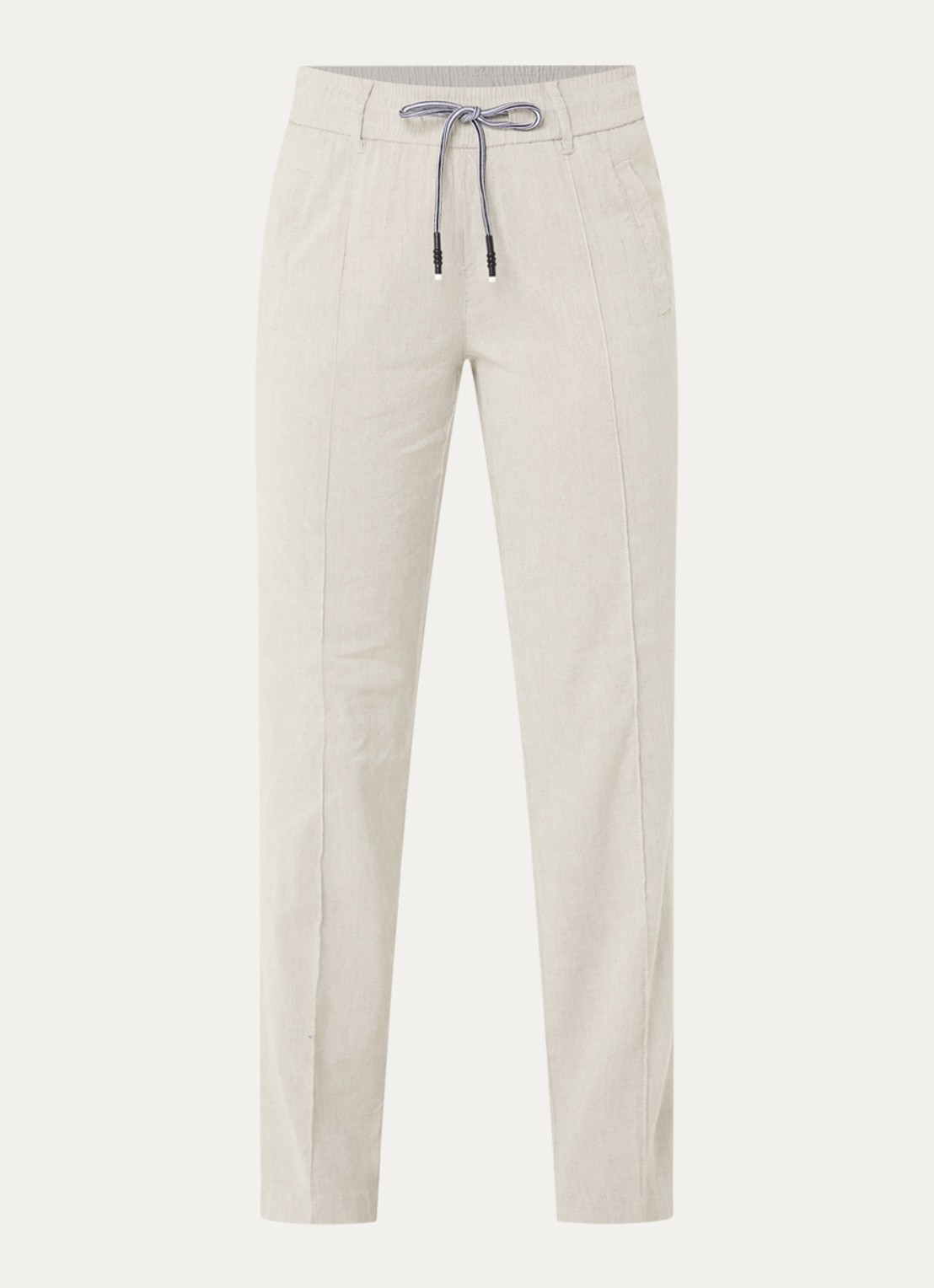Rosner Studio Rosner high waist slim fit pantalon in linnenblend - voorkant beige