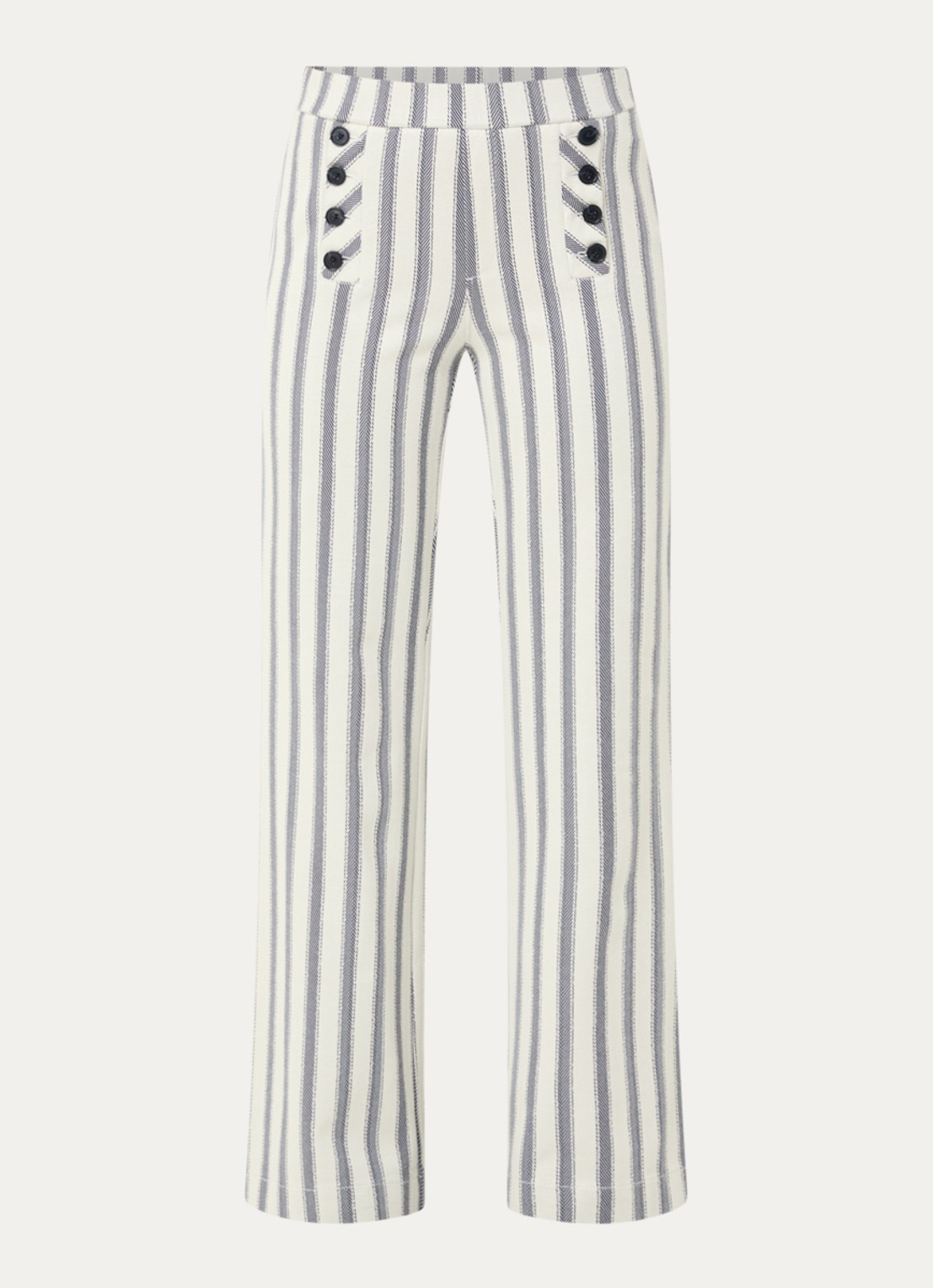 Rosner Studio Rosner high waist straight fit pantalon met streepprint - voorkant 2 donkerblauw