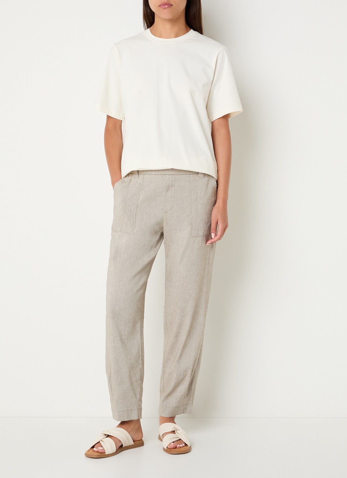 Rosner Studio Rosner high waist straight fit pantalon - voorkant 4 khaki