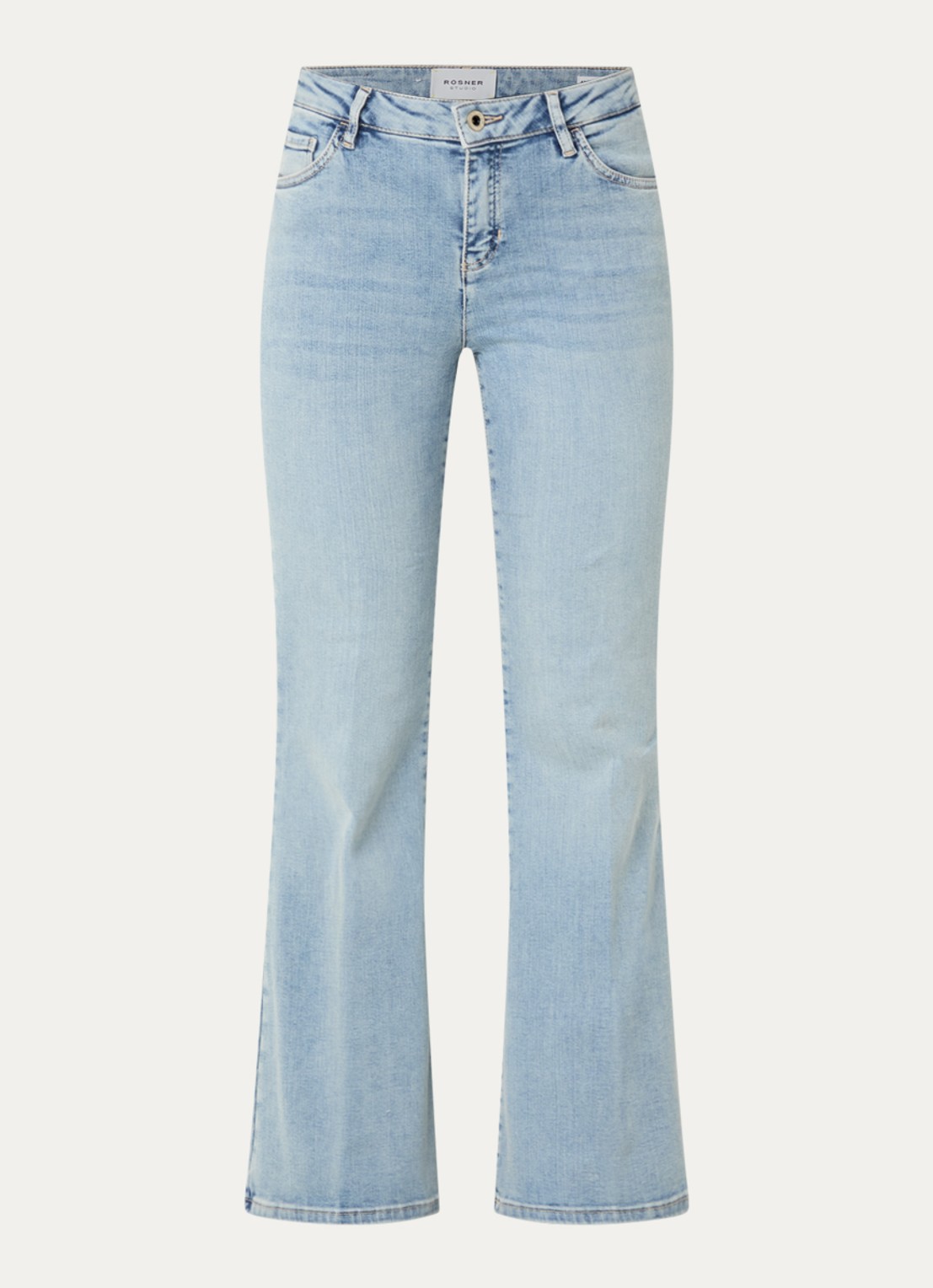 Rosner Studio Rosner mid waist flared jeans met lichte wassing - voorkant 3 lichtblauw
