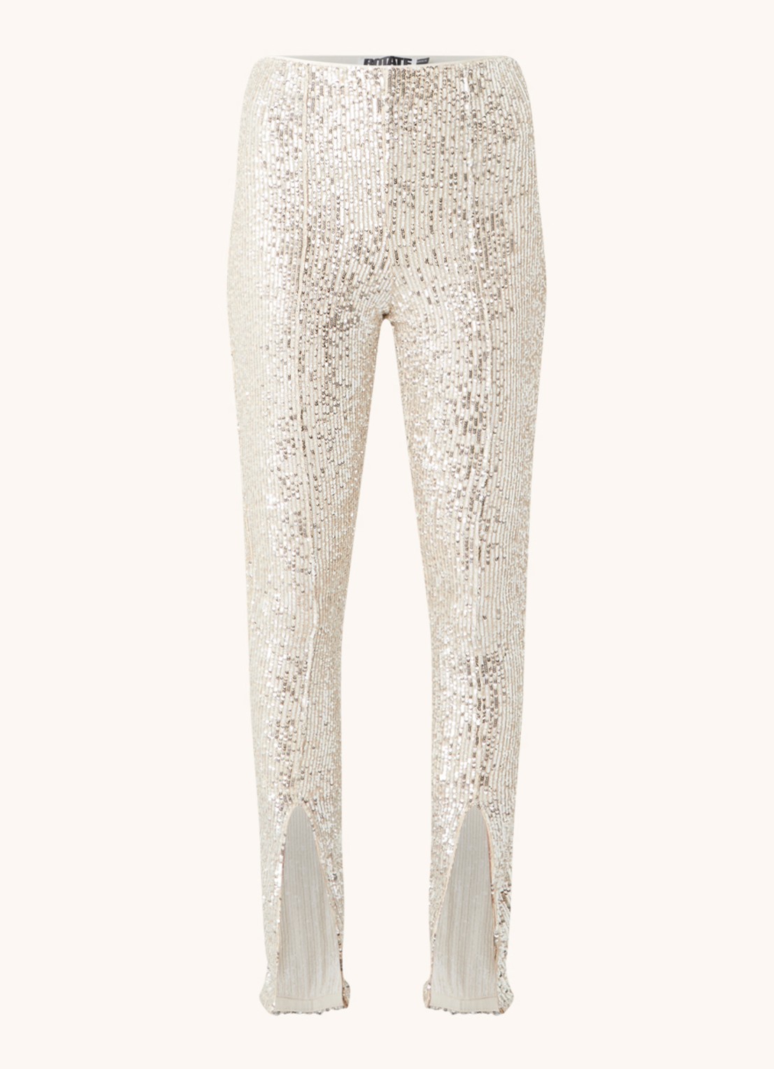 ROTATE Alicia high waist legging met pailletten en splitten - voorkant 2 zilver