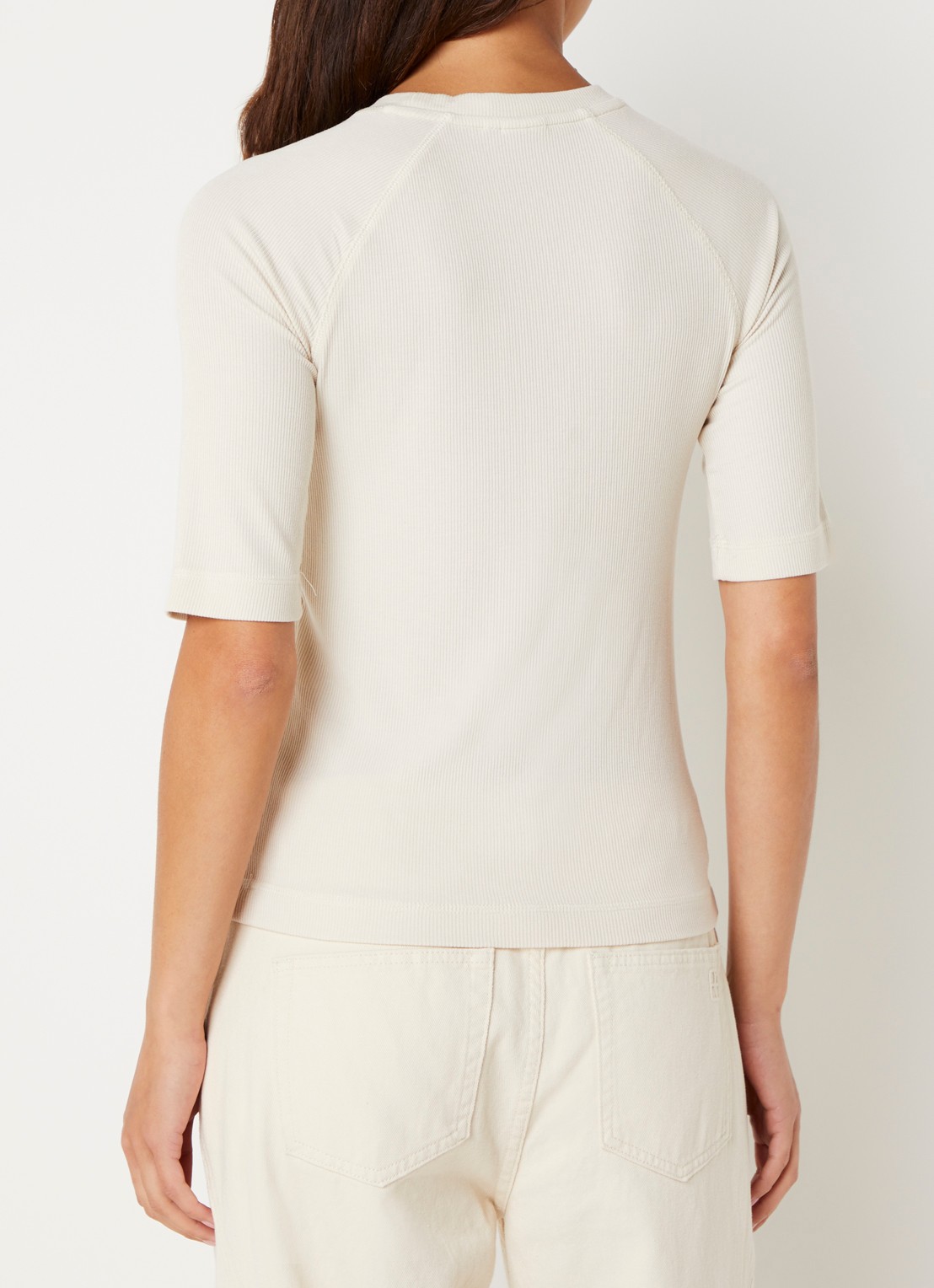 ROUGE EDIT Helena Mae top met ribstructuur - achterkant 2 creme